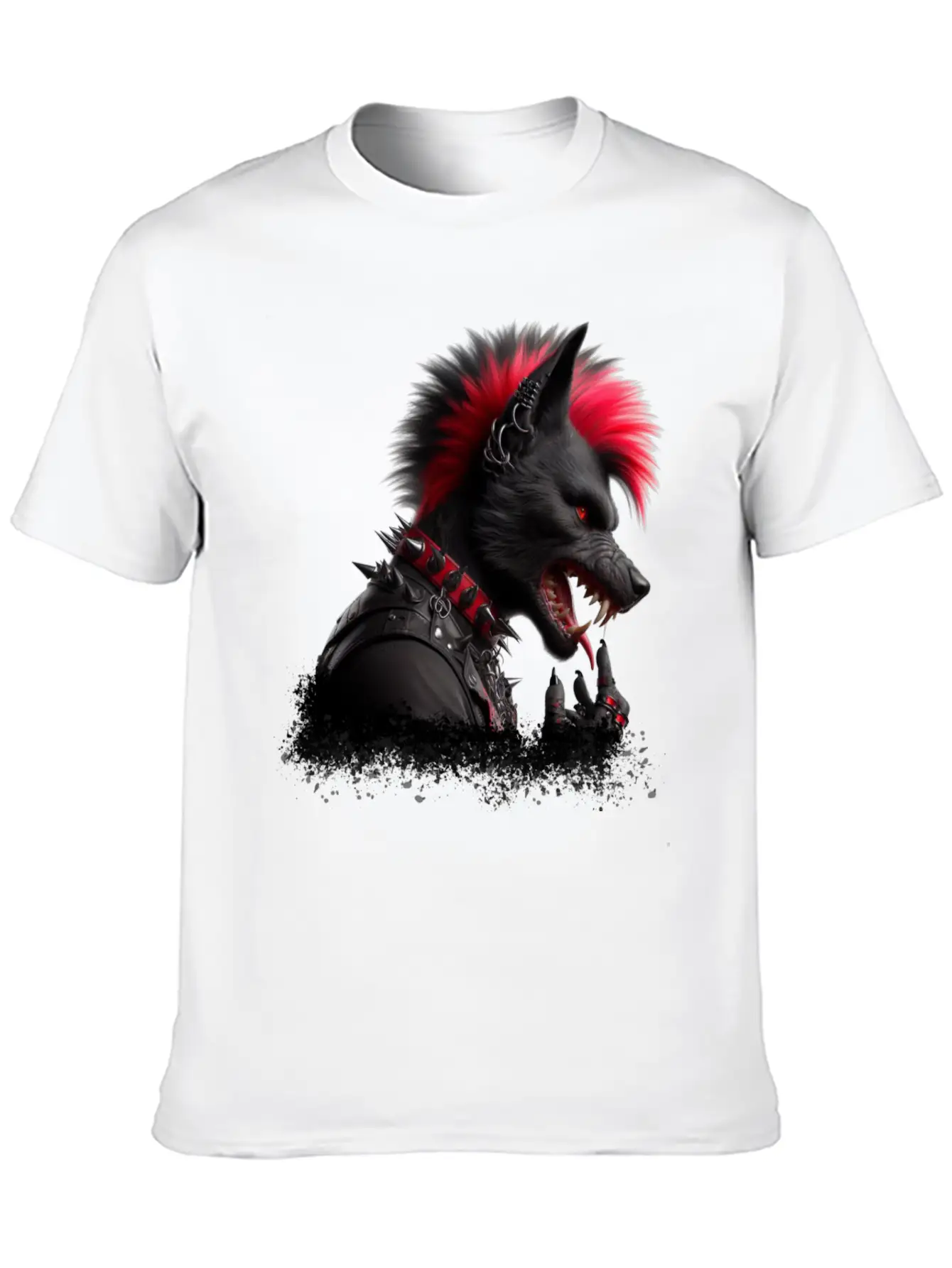 Wolf Punk RED Basic Graphic T-Shirt – Daily Comfort In Soft Cotton