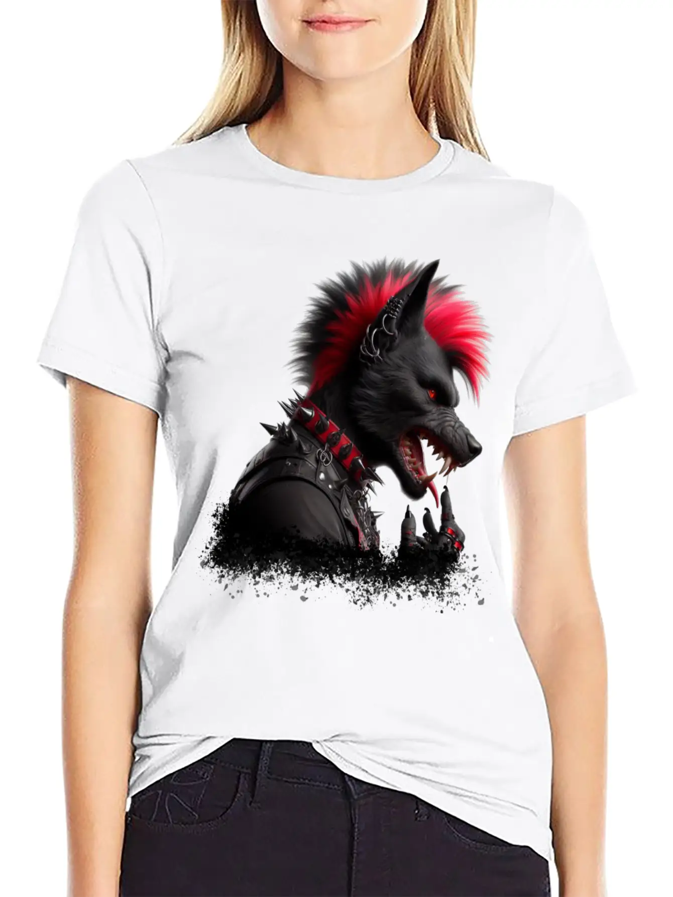 Wolf Punk RED Basic Graphic T-Shirt – Daily Comfort In Soft Cotton