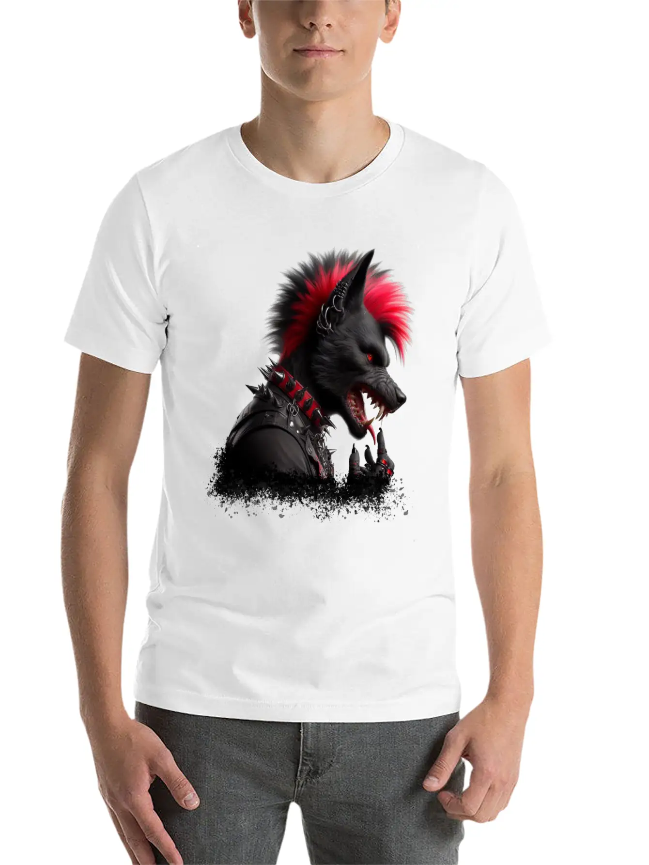 Wolf Punk RED Basic Graphic T-Shirt – Daily Comfort In Soft Cotton