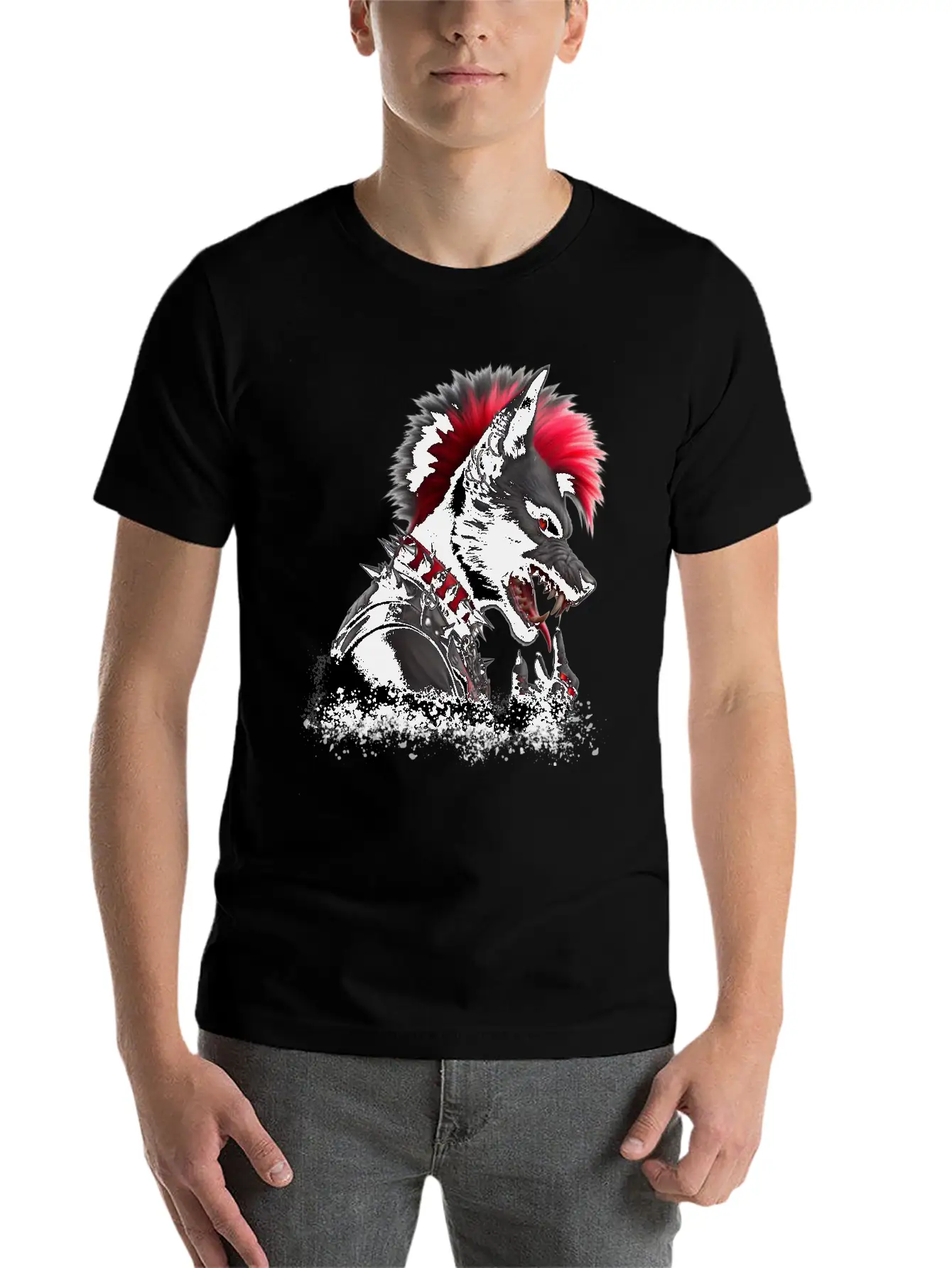 Wolf Punk RED Basic Graphic T-Shirt – Daily Comfort In Soft Cotton