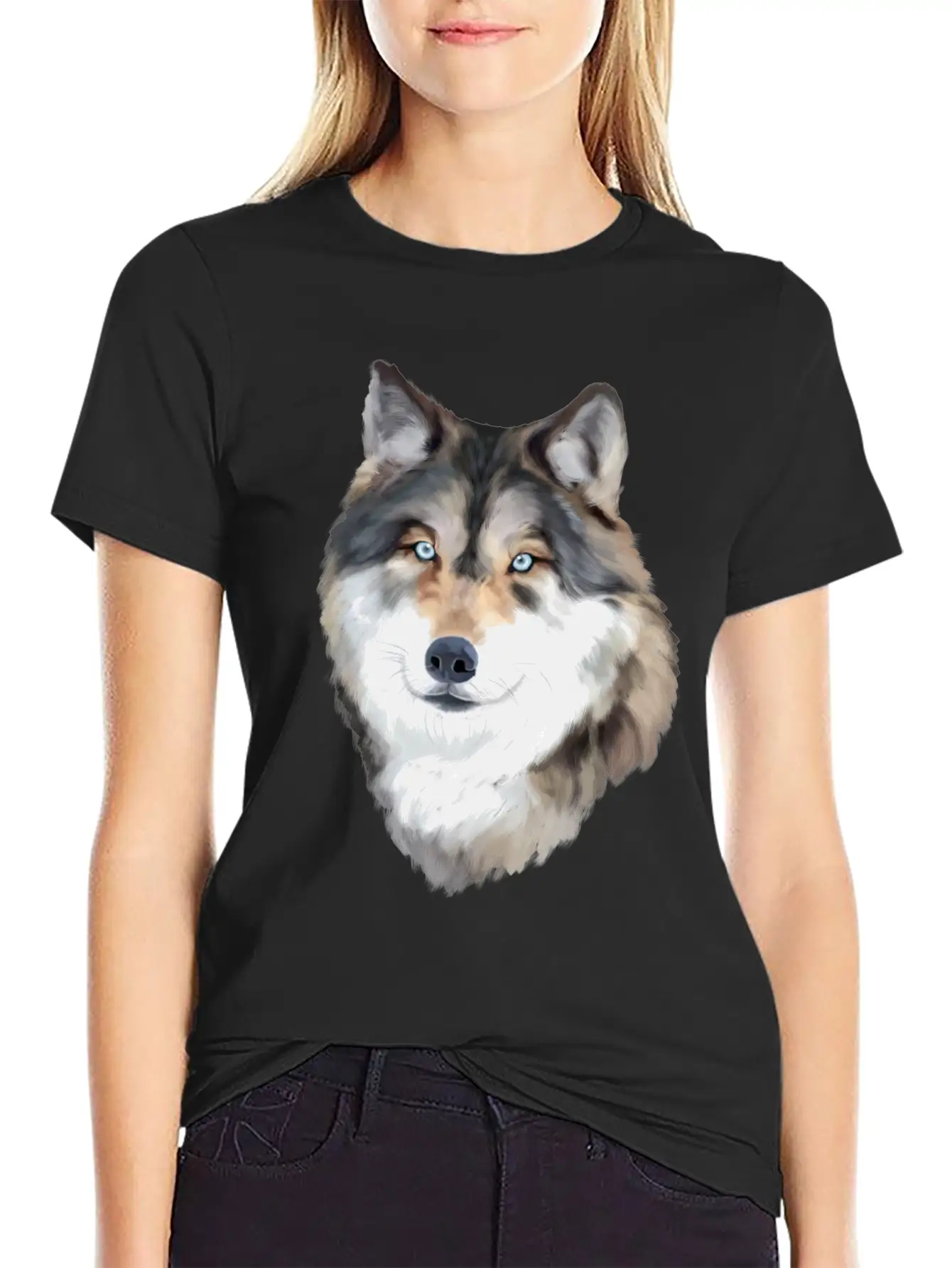 Wolf Smile Happy Vibes Lightweight Cotton T-Shirt – Daily Comfort Graphic Shirt