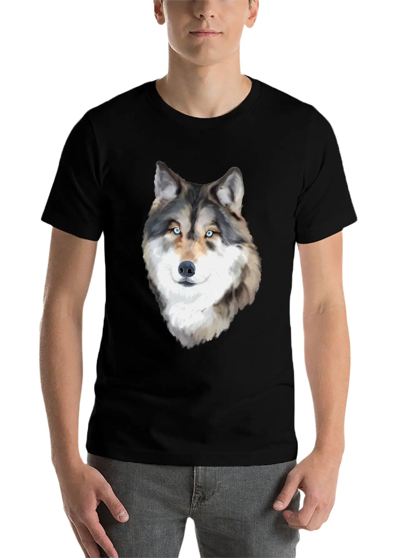 Wolf Smile Happy Vibes Lightweight Cotton T-Shirt – Daily Comfort Graphic Shirt