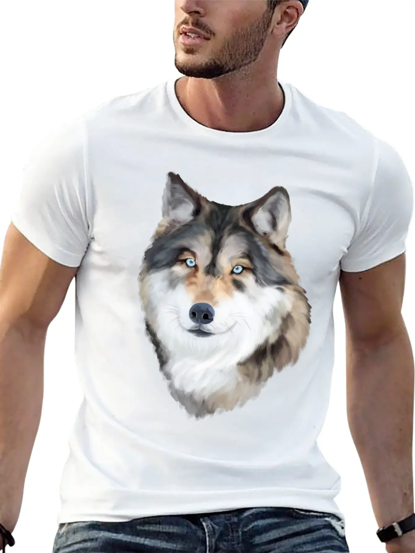Wolf Smile Happy Vibes Lightweight Cotton T-Shirt – Daily Comfort Graphic Shirt