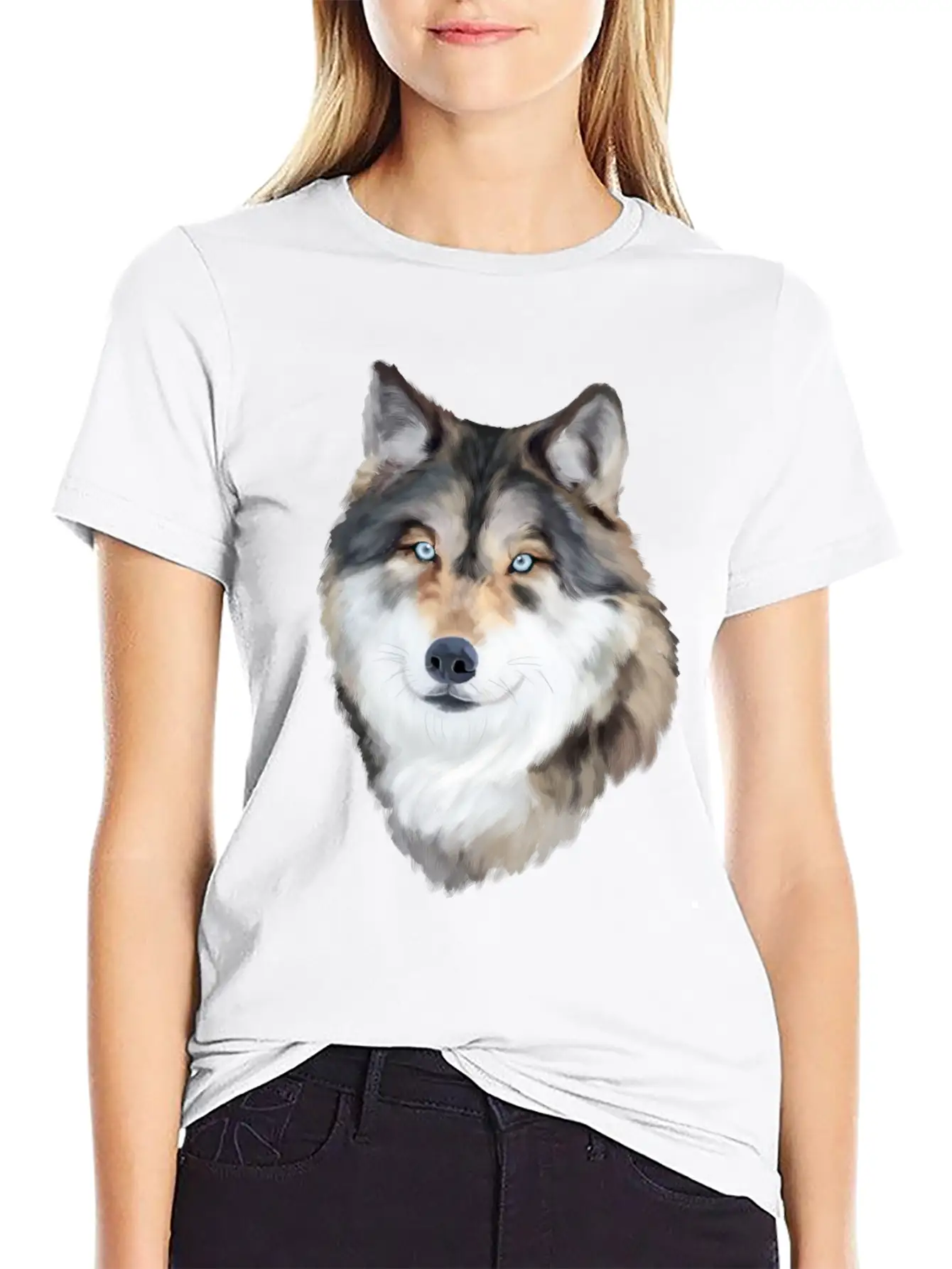 Wolf Smile Happy Vibes Lightweight Cotton T-Shirt – Daily Comfort Graphic Shirt