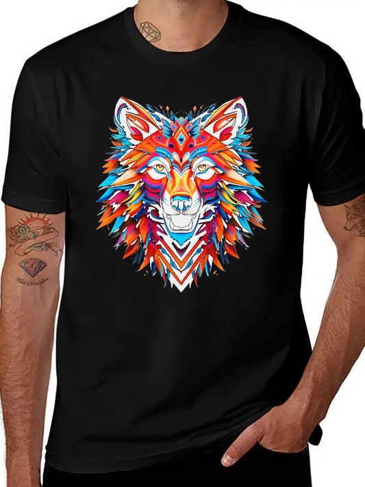 Wolf Spirit Fury: Intricate Guardians Blaze Lightweight Cotton T-Shirt – Daily Comfort Graphic Shirt
