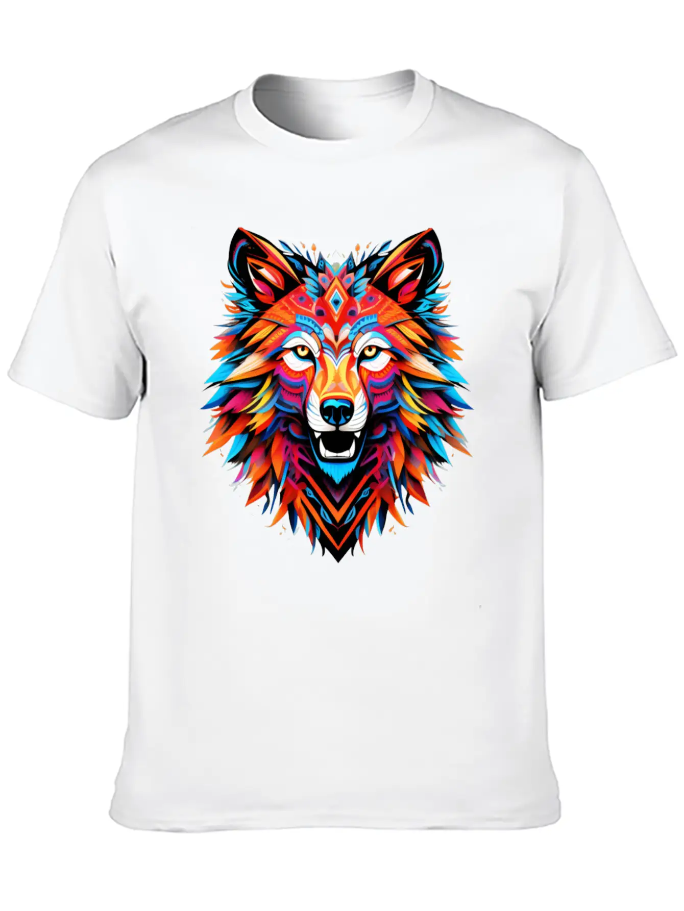 Wolf Spirit Fury: Intricate Guardians Blaze Lightweight Cotton T-Shirt – Daily Comfort Graphic Shirt