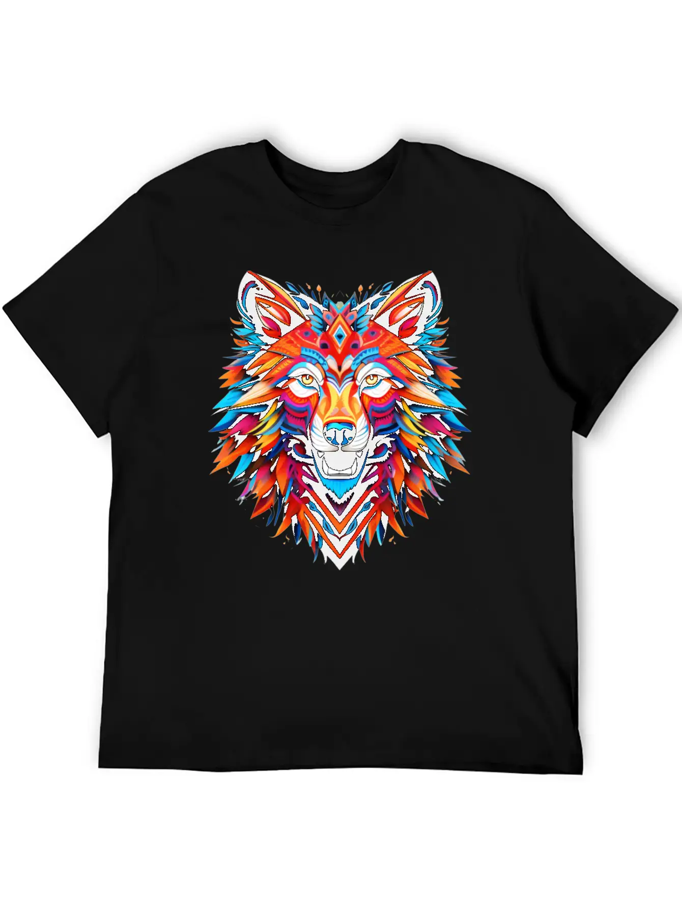Wolf Spirit Fury: Intricate Guardians Blaze Lightweight Cotton T-Shirt – Daily Comfort Graphic Shirt