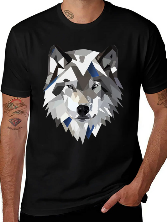Wolf T Shirt Geometric Low Poly Lightweight Cotton T-Shirt – Daily Comfort Graphic Shirt