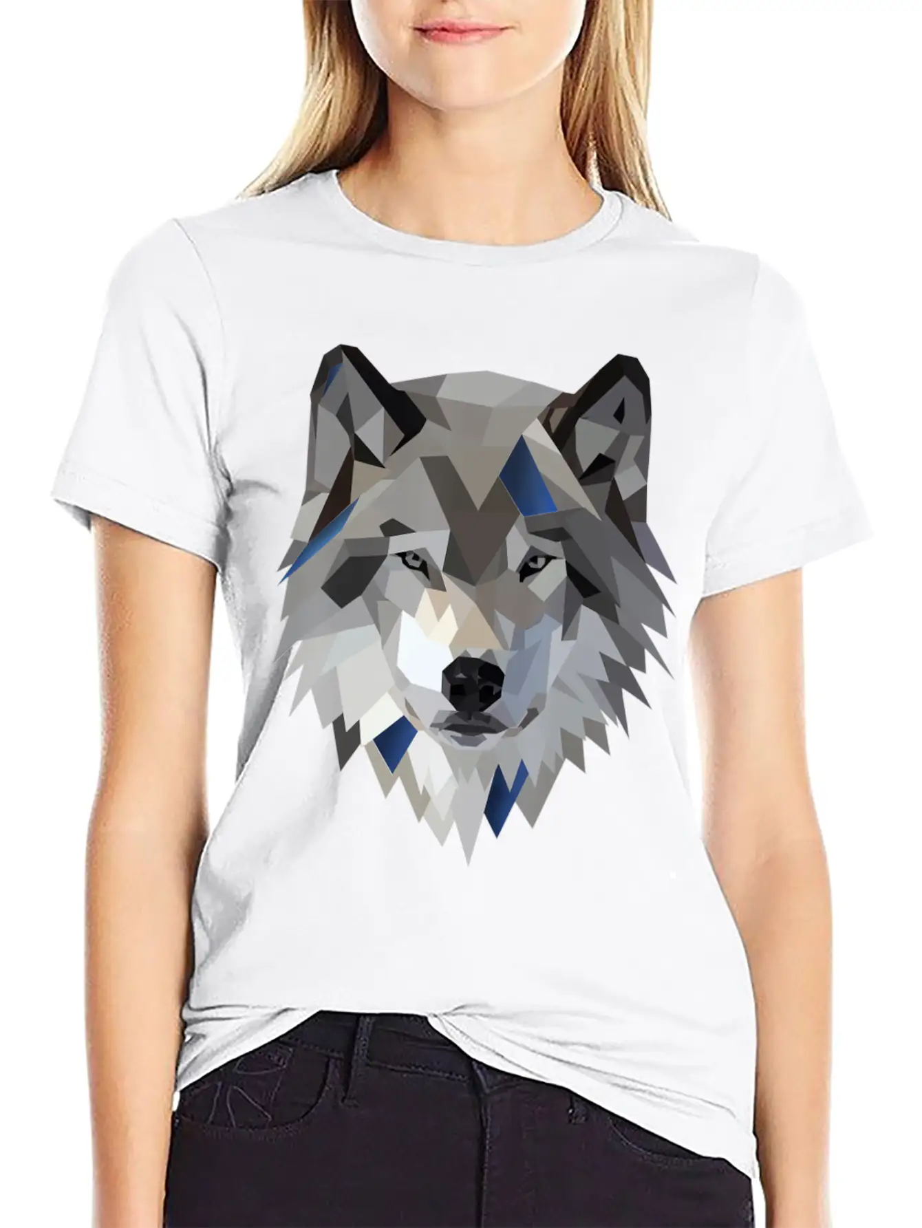 Wolf T Shirt Geometric Low Poly Lightweight Cotton T-Shirt – Daily Comfort Graphic Shirt