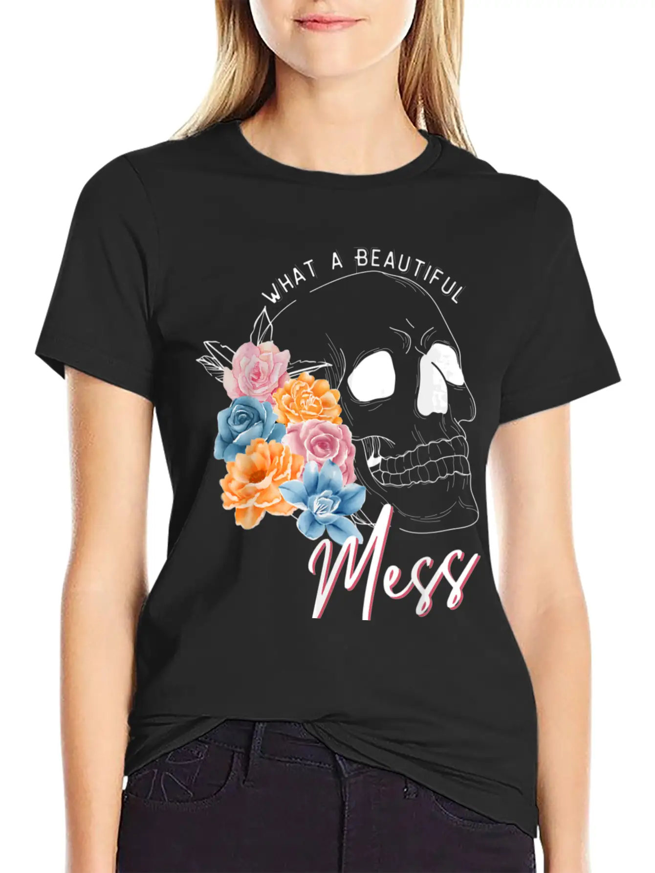 Womens Clothing Colorful Flowers Stylish Everyday T-Shirt – Unisex Basic Cotton Tee