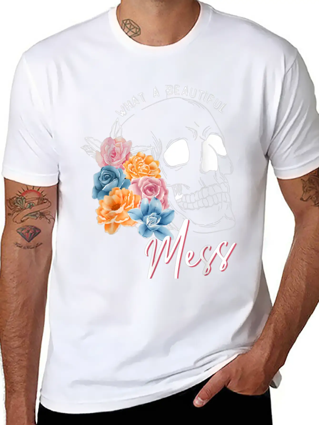 Womens Clothing Colorful Flowers Stylish Everyday T-Shirt – Unisex Basic Cotton Tee