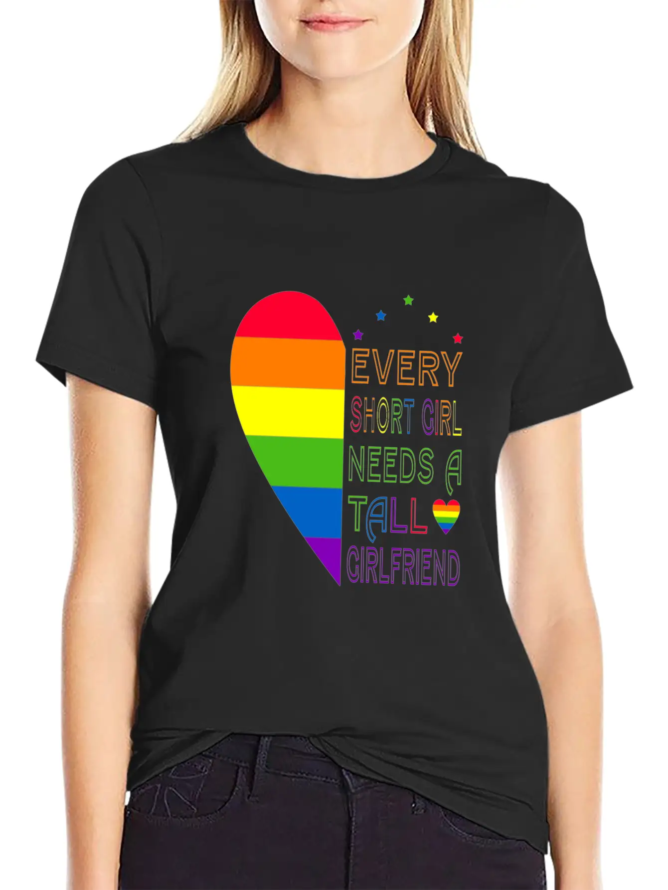 Womens Every Short Girl Lesbian Pride LGBTQ Lightweight Cotton T-Shirt – Daily Comfort Graphic Shirt