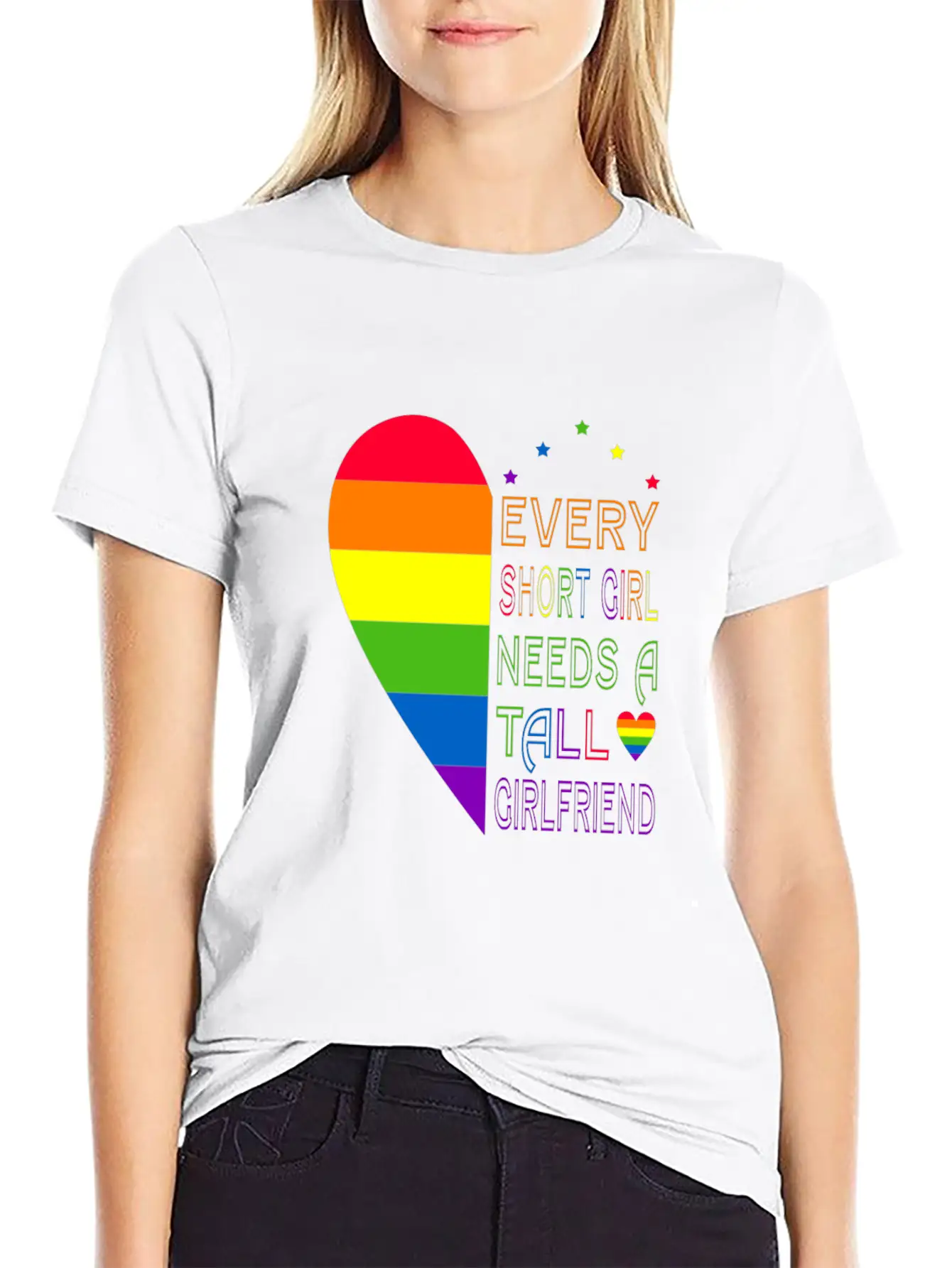 Womens Every Short Girl Lesbian Pride LGBTQ Lightweight Cotton T-Shirt – Daily Comfort Graphic Shirt