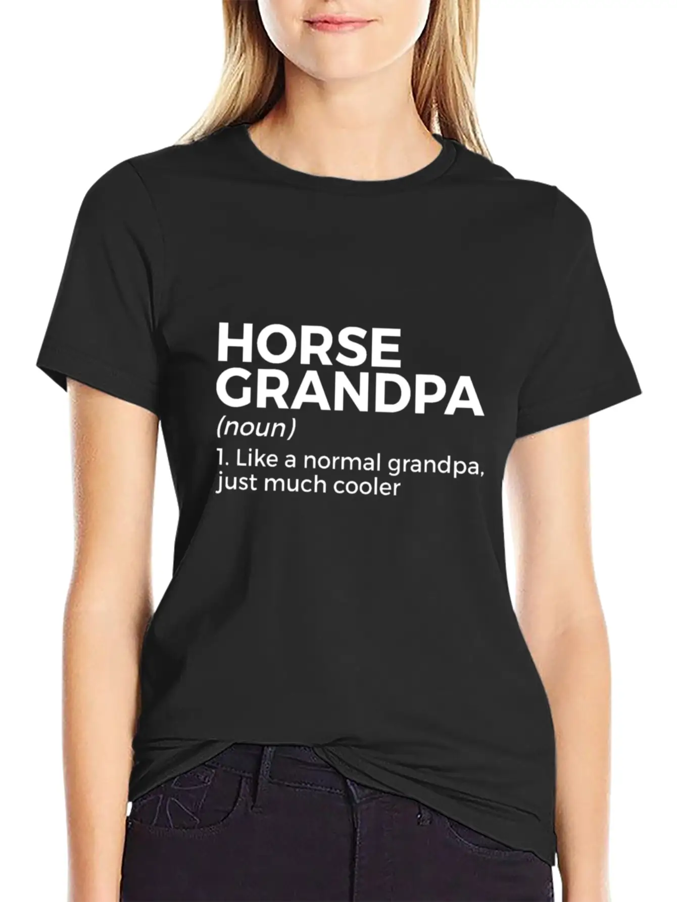Womens Horse Grandpa Definition Horse Lover V Neck Essential Cotton Tee For Daily Outfits – Unisex Style