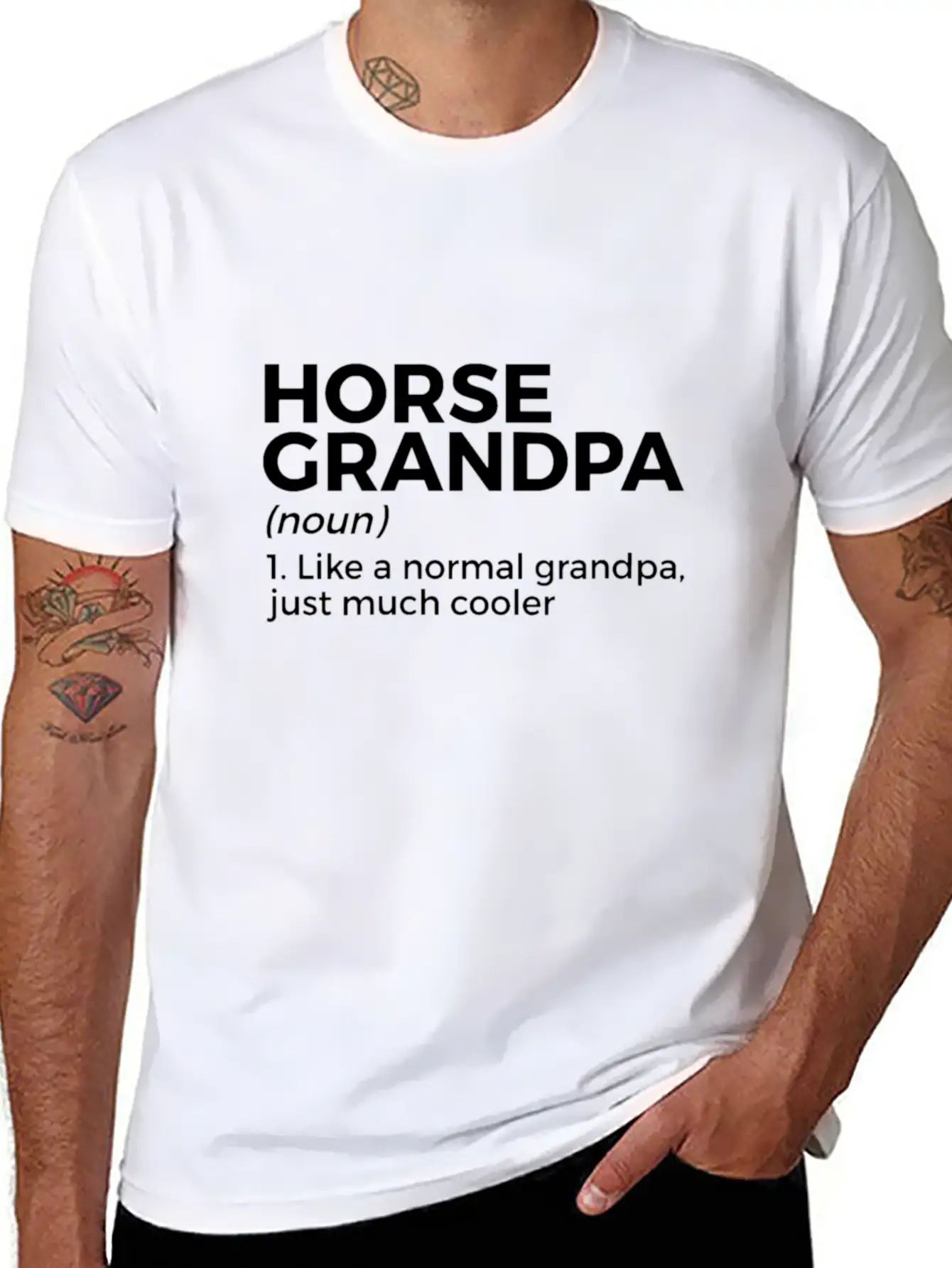 Womens Horse Grandpa Definition Horse Lover V Neck Essential Cotton Tee For Daily Outfits – Unisex Style