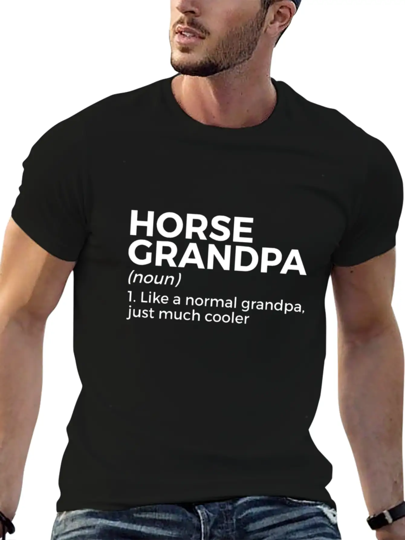 Womens Horse Grandpa Definition Horse Lover V Neck Essential Cotton Tee For Daily Outfits – Unisex Style