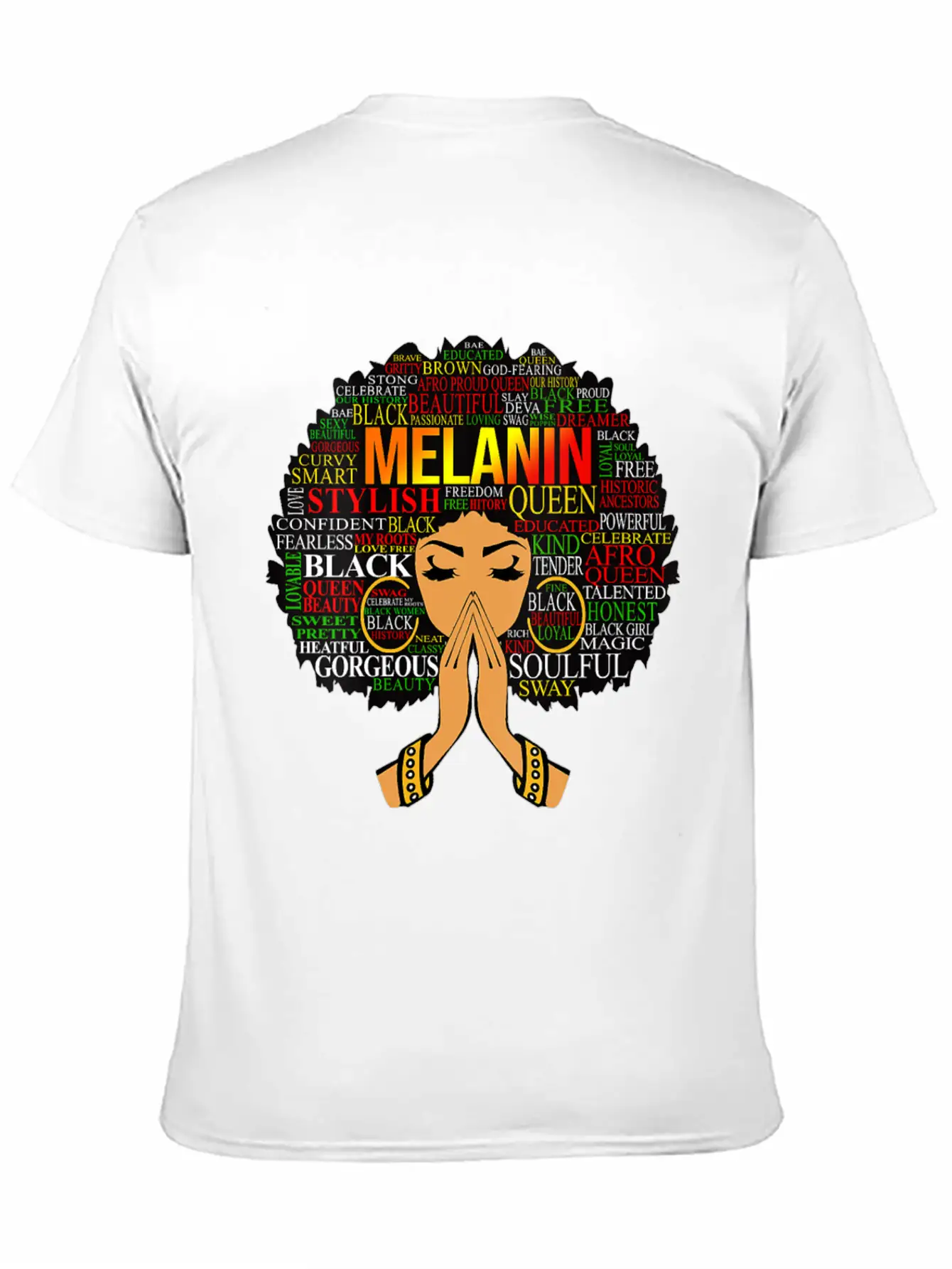 Womens Melanin Words Art Afro Natural Hair Black W Lightweight Cotton T-Shirt – Daily Comfort Graphic Shirt