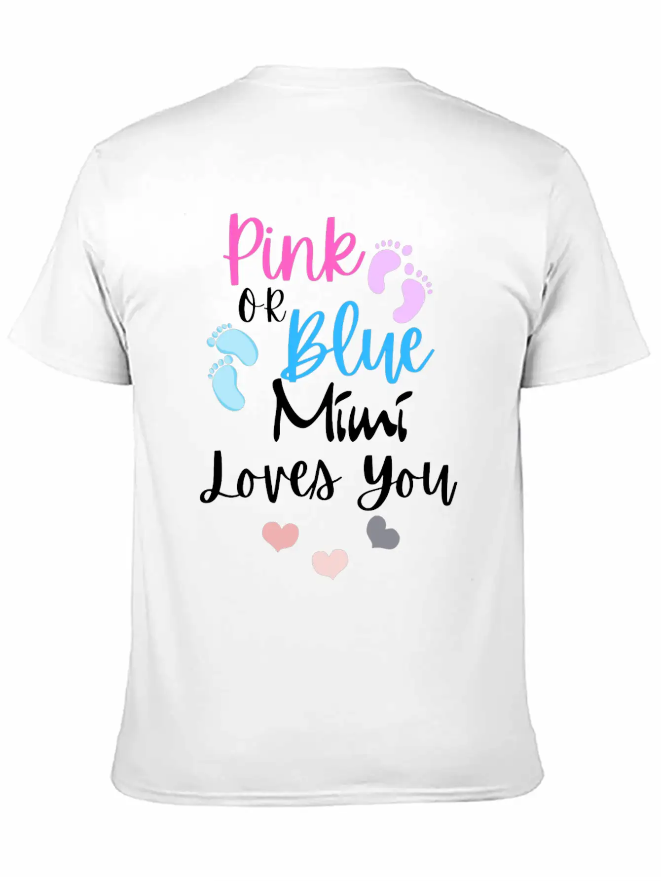 Womens Pink Or Blue Mimi Loves You Gender Reveal, Stylish Everyday T-Shirt – Unisex Basic Cotton Tee
