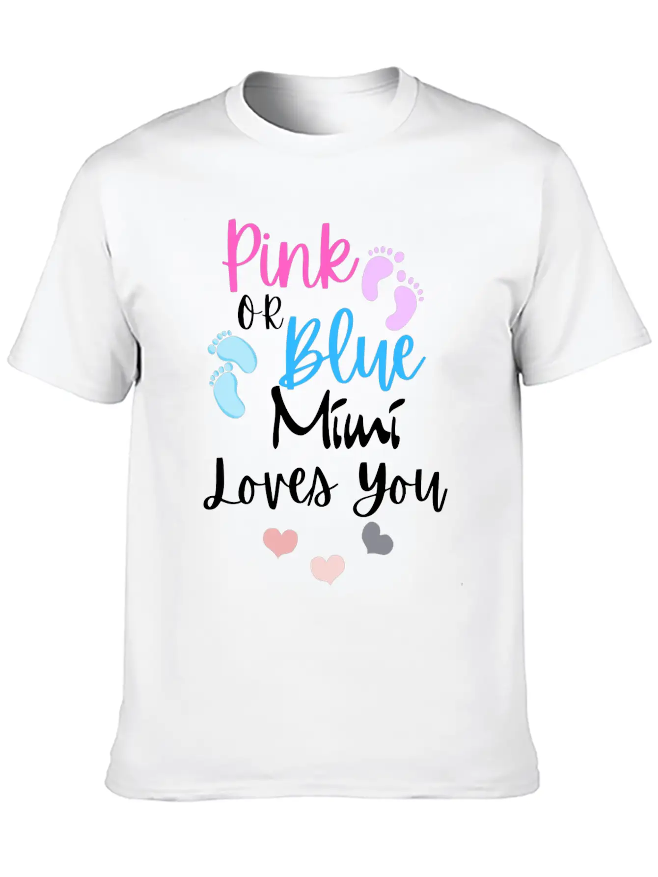 Womens Pink Or Blue Mimi Loves You Gender Reveal, Stylish Everyday T-Shirt – Unisex Basic Cotton Tee