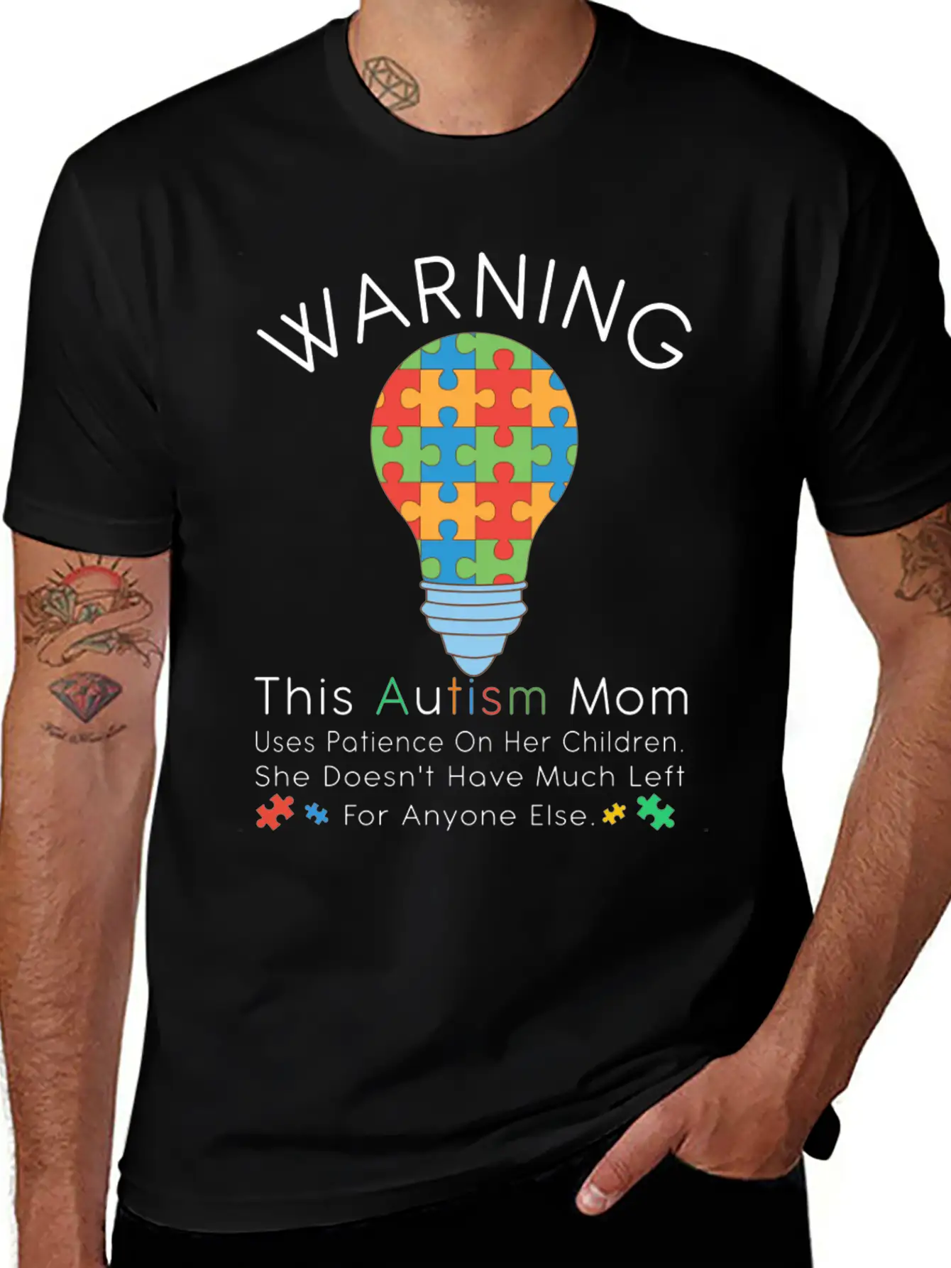Womens Warning This Autism Mom Uses Patience In Lightweight Cotton T-Shirt – Daily Comfort Graphic Shirt