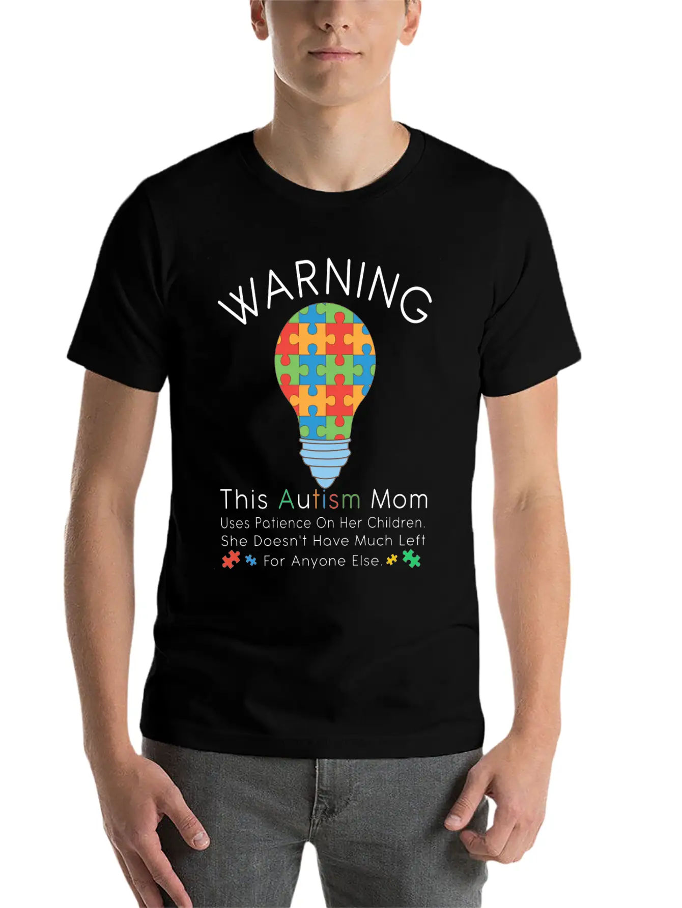 Womens Warning This Autism Mom Uses Patience In Lightweight Cotton T-Shirt – Daily Comfort Graphic Shirt
