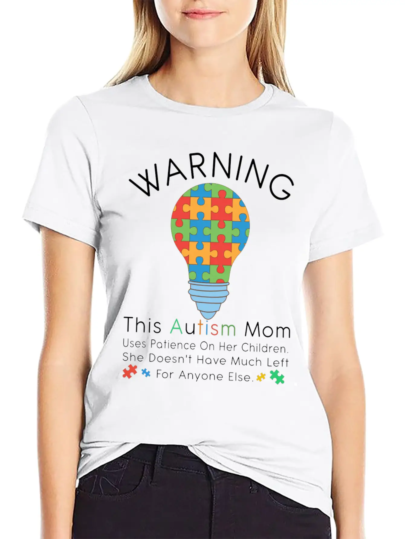 Womens Warning This Autism Mom Uses Patience In Lightweight Cotton T-Shirt – Daily Comfort Graphic Shirt