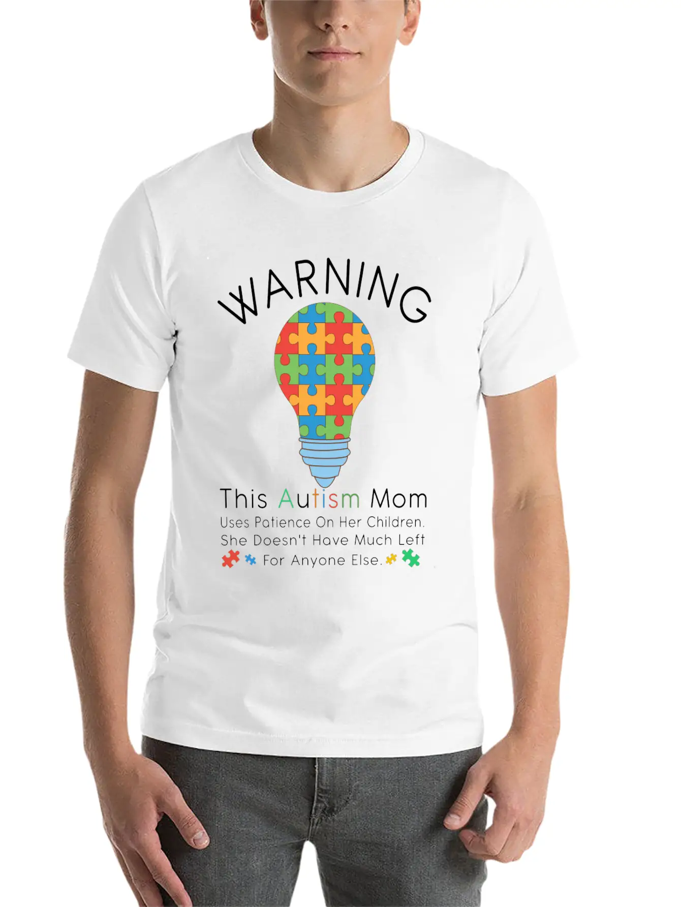Womens Warning This Autism Mom Uses Patience In Lightweight Cotton T-Shirt – Daily Comfort Graphic Shirt