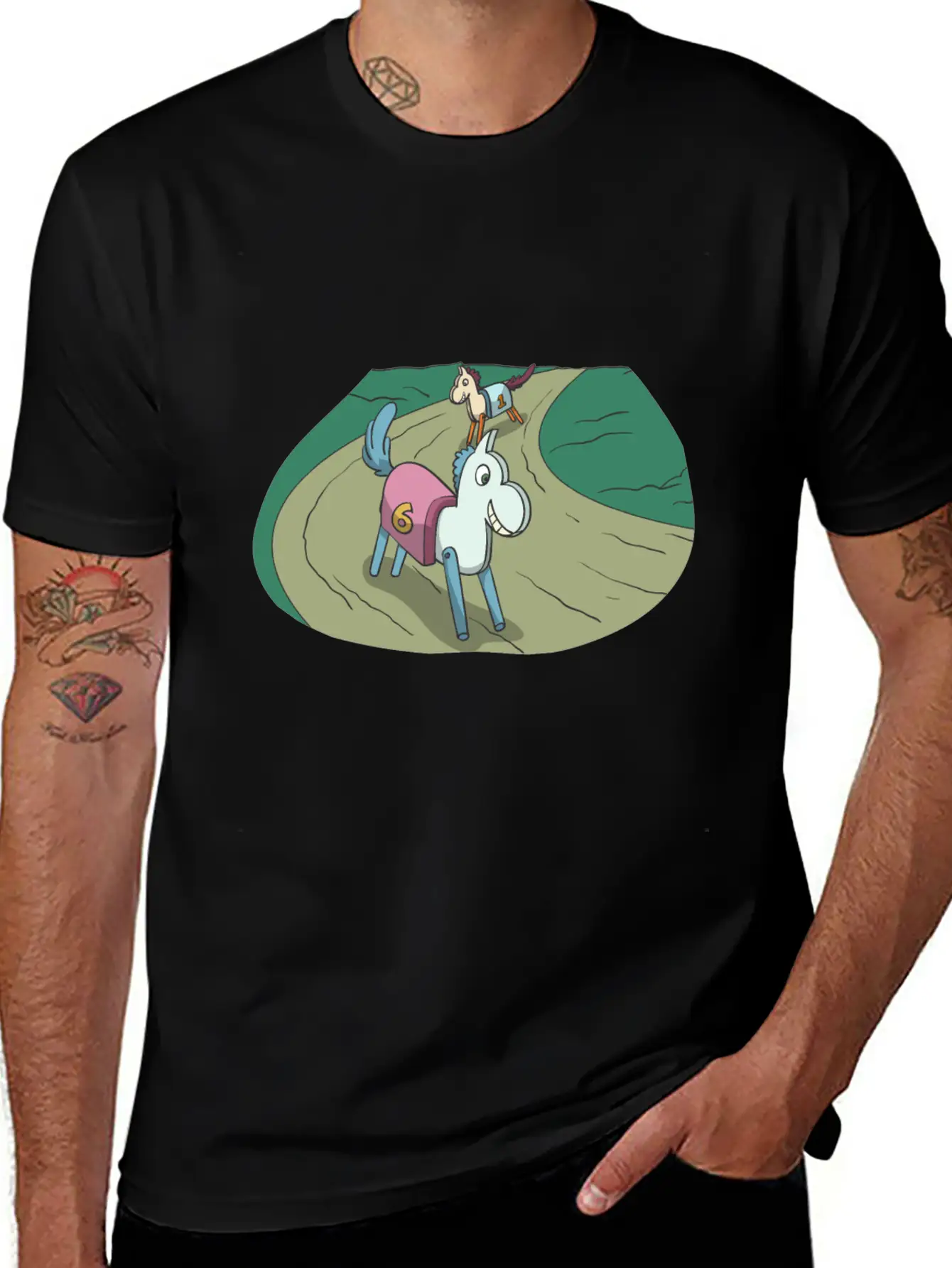Wooden Horse At The Race Lightweight Cotton T-Shirt – Daily Comfort Graphic Shirt