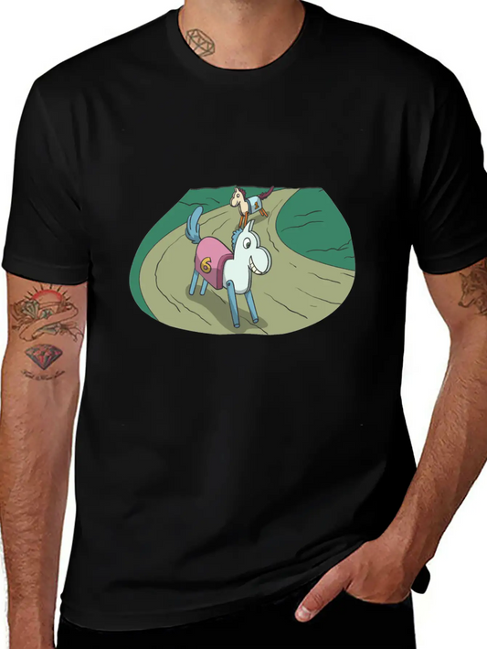 Wooden Horse At The Race Lightweight Cotton T-Shirt – Daily Comfort Graphic Shirt