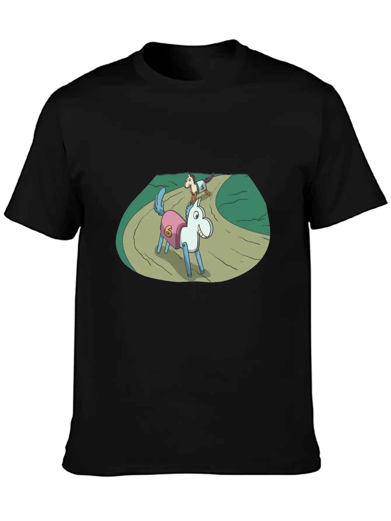 Wooden Horse At The Race Lightweight Cotton T-Shirt – Daily Comfort Graphic Shirt
