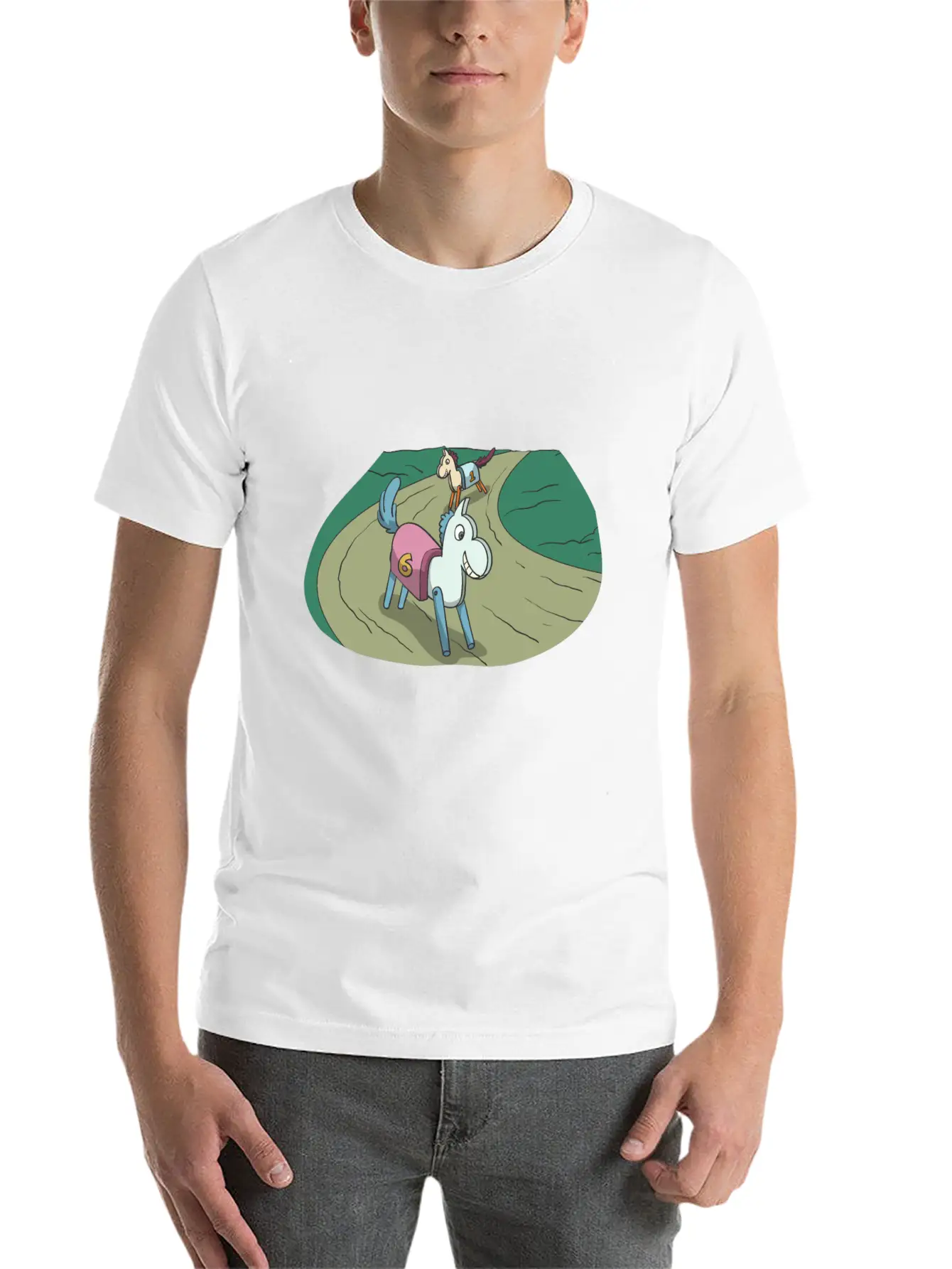 Wooden Horse At The Race Lightweight Cotton T-Shirt – Daily Comfort Graphic Shirt