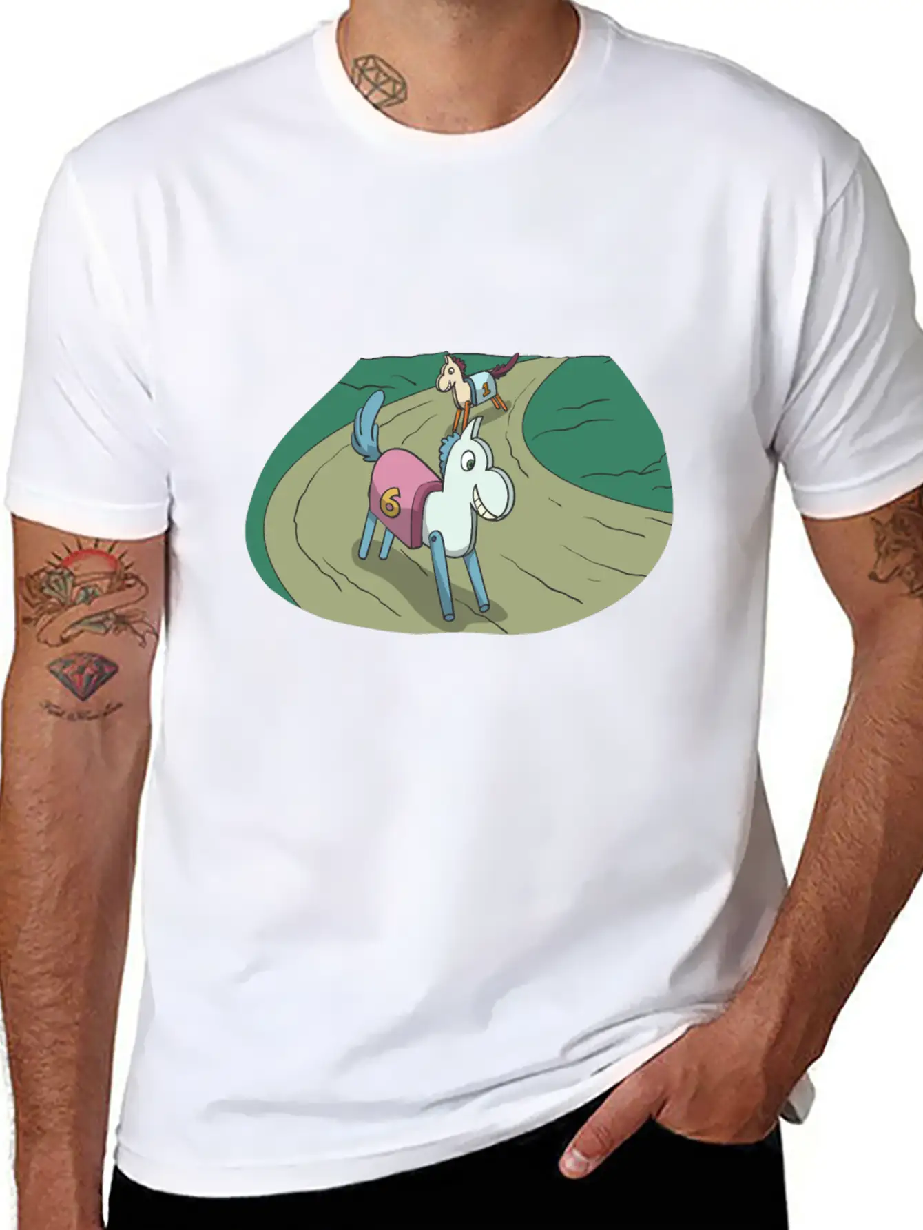 Wooden Horse At The Race Lightweight Cotton T-Shirt – Daily Comfort Graphic Shirt