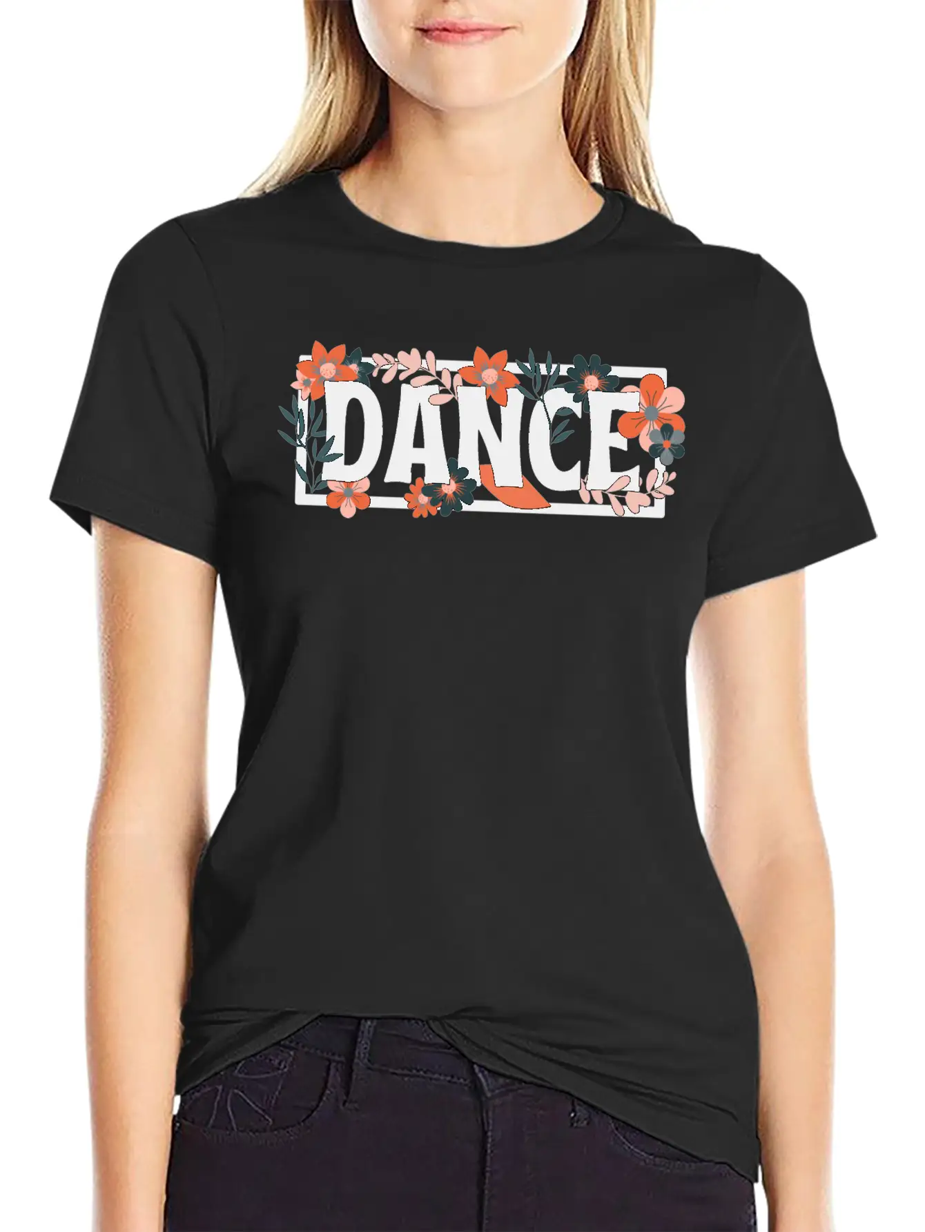 Word Of Dance With Floral Lightweight Cotton T-Shirt – Daily Comfort Graphic Shirt