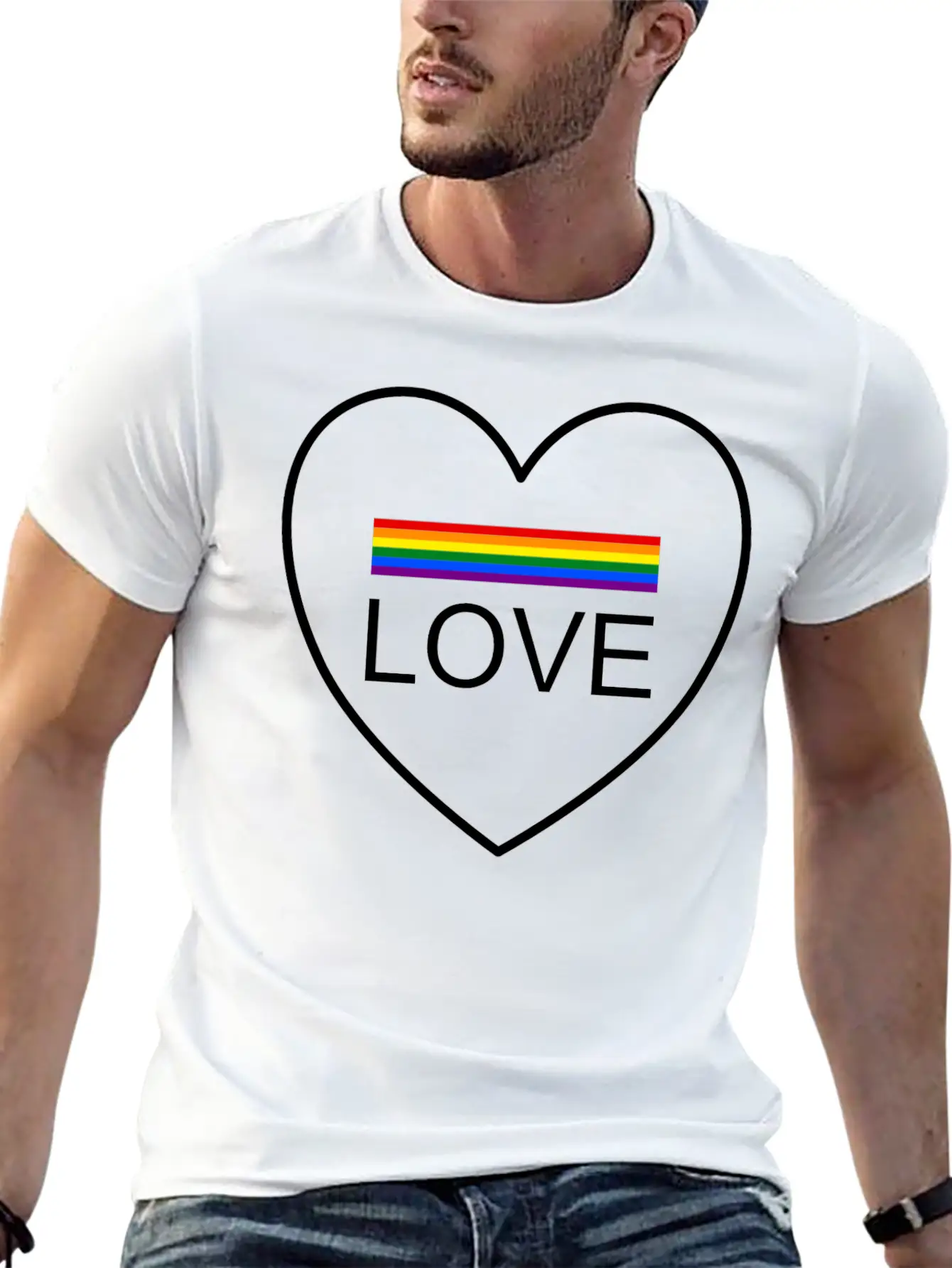 Wording Design "LOVE". Design For Pride Month 2024 Unisex Casual T-Shirt – Clean Design For Daily Comfort