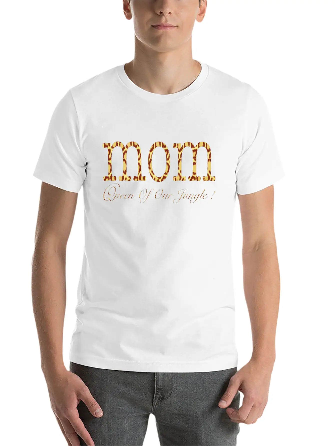Wordtease MOM Queen Of Our Jungle ! Leopard Lightweight Cotton T-Shirt – Daily Comfort Graphic Shirt