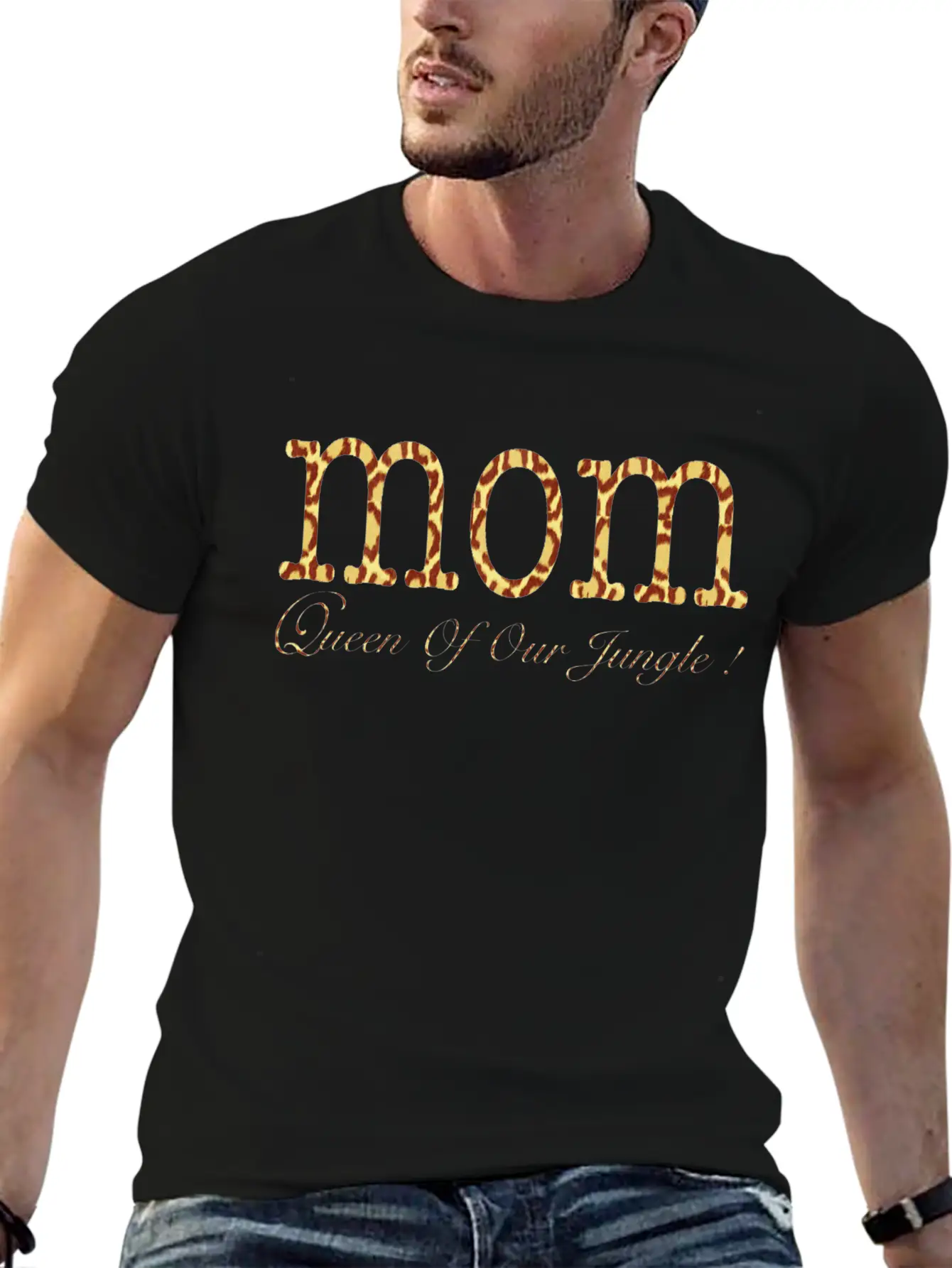 Wordtease MOM Queen Of Our Jungle ! Leopard Lightweight Cotton T-Shirt – Daily Comfort Graphic Shirt