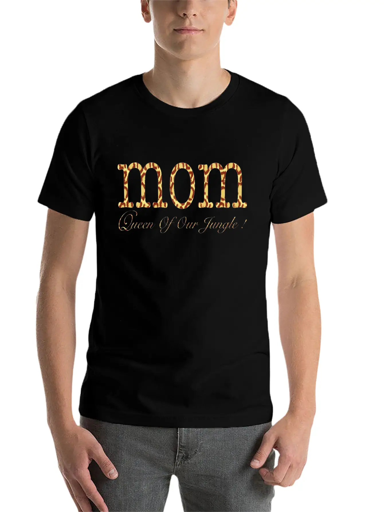 Wordtease MOM Queen Of Our Jungle ! Leopard Lightweight Cotton T-Shirt – Daily Comfort Graphic Shirt
