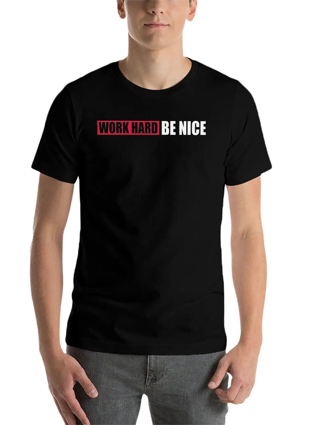Work Hard Nice Unisex Casual T-Shirt – Clean Design For Daily Comfort