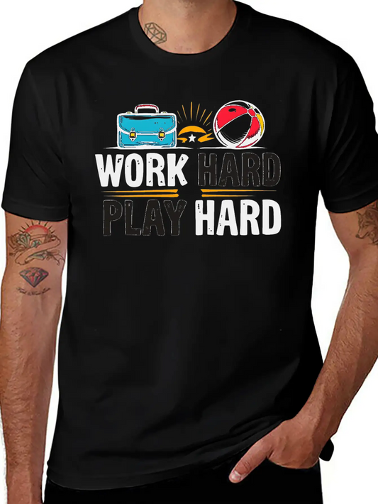 Work Hard Play Hard Essential Cotton Tee For Daily Outfits – Unisex Style