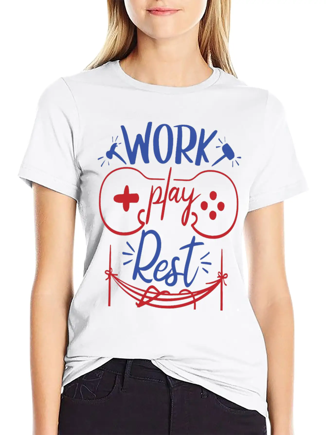 Work Play Rest Video Games Gaming Gamer Geek Gift Basic Graphic T-Shirt – Daily Comfort In Soft Cotton