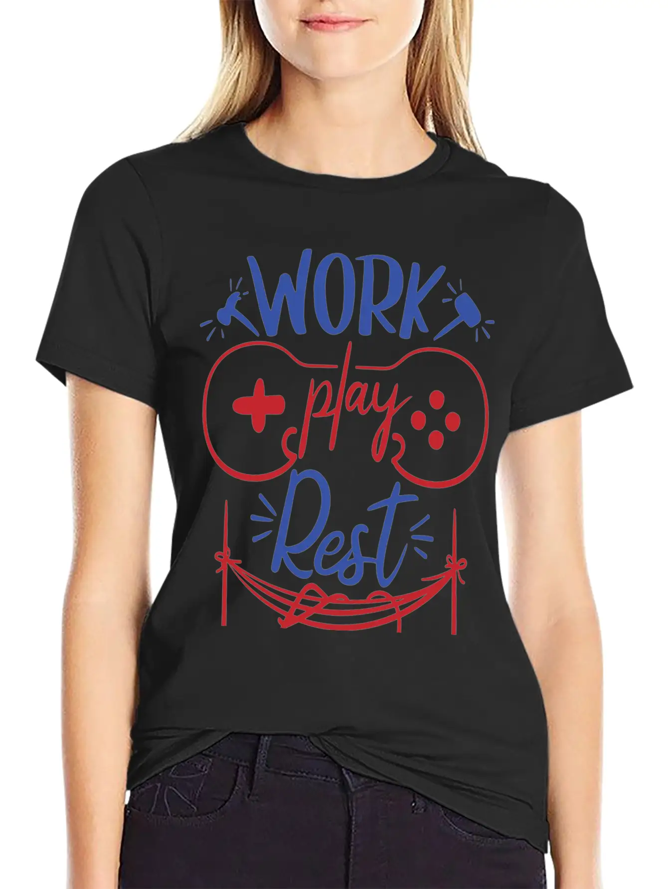 Work Play Rest Video Games Gaming Gamer Geek Gift Basic Graphic T-Shirt – Daily Comfort In Soft Cotton