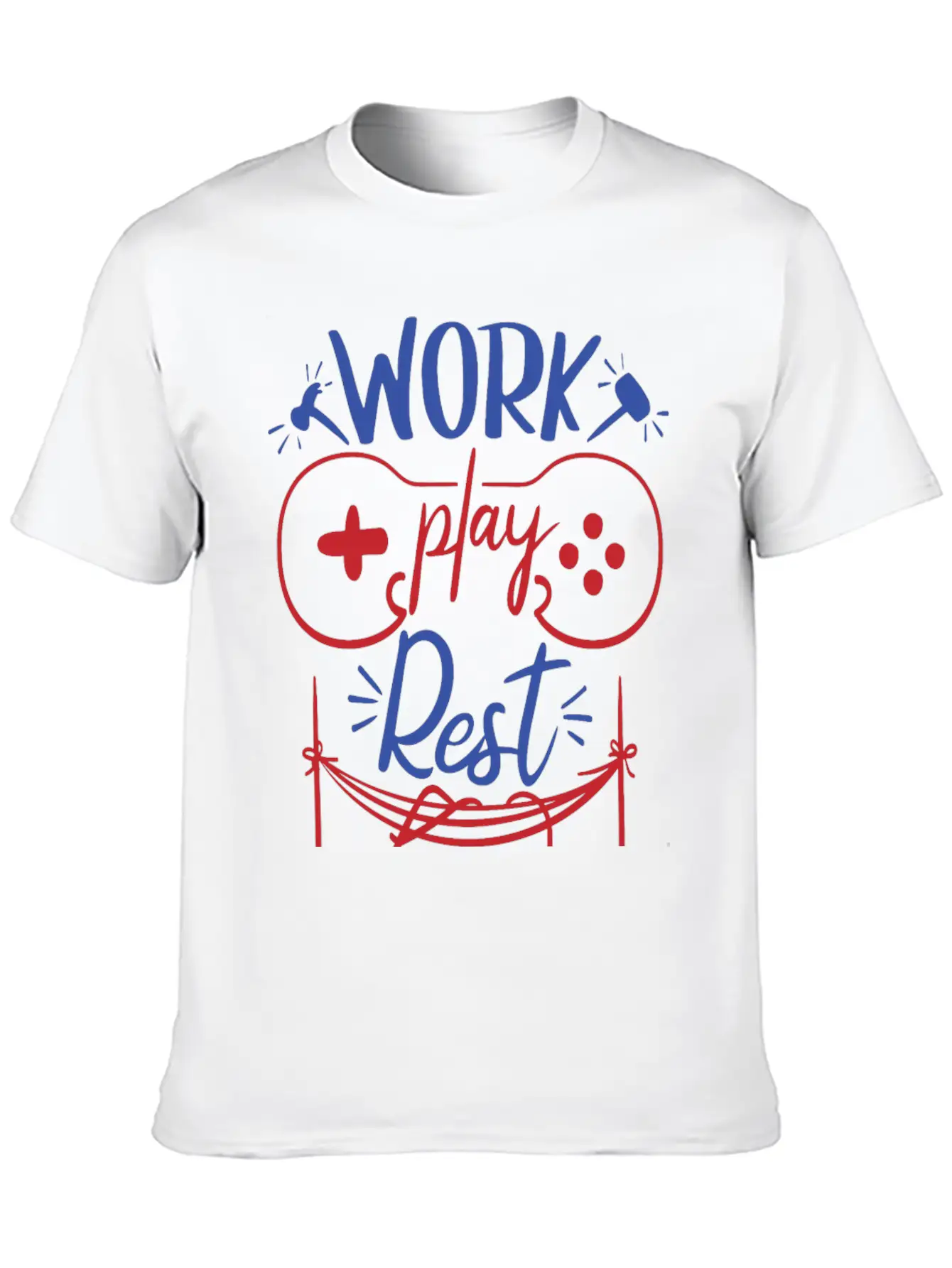 Work Play Rest Video Games Gaming Gamer Geek Gift Basic Graphic T-Shirt – Daily Comfort In Soft Cotton