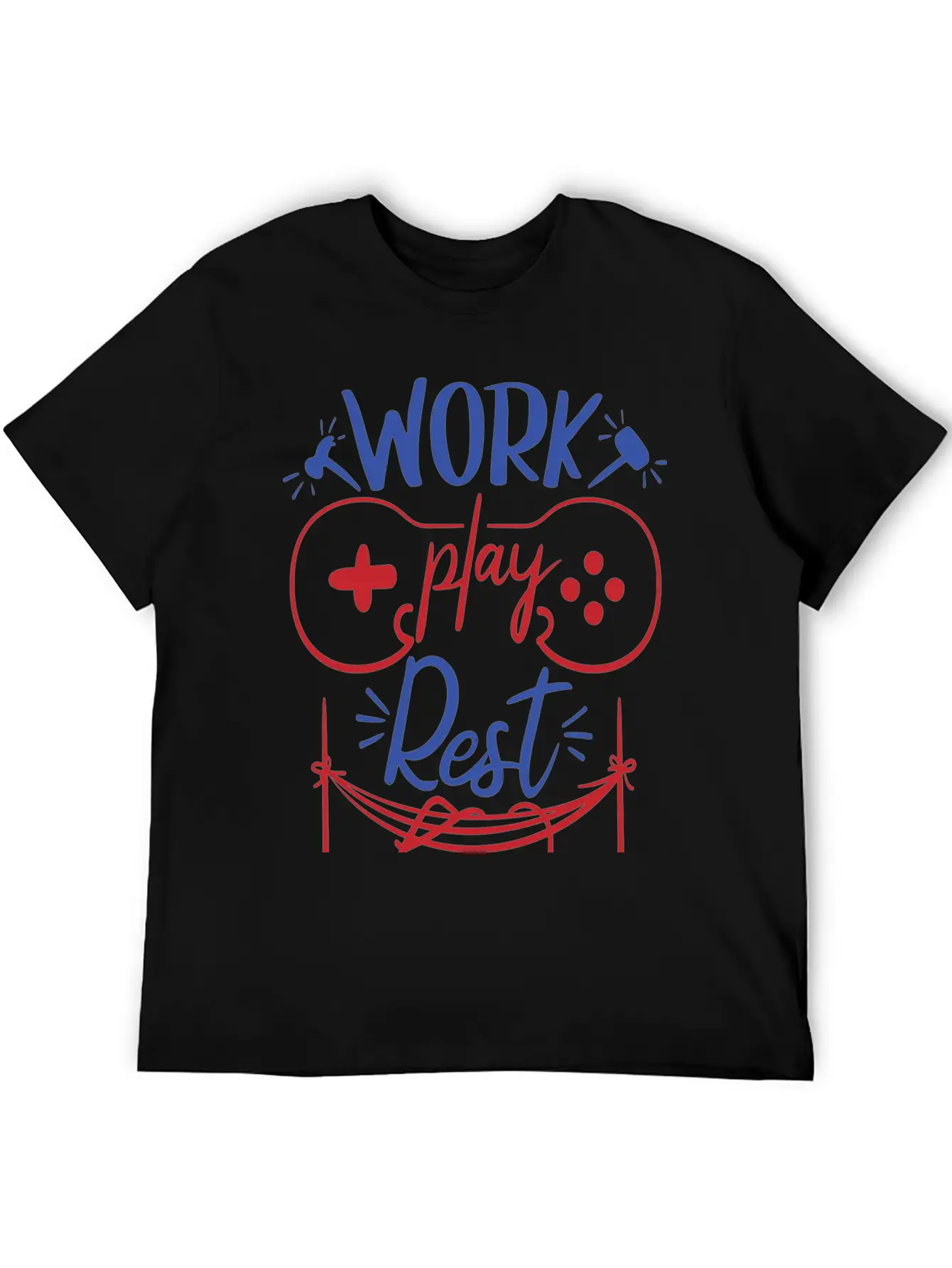 Work Play Rest Video Games Gaming Gamer Geek Gift Basic Graphic T-Shirt – Daily Comfort In Soft Cotton