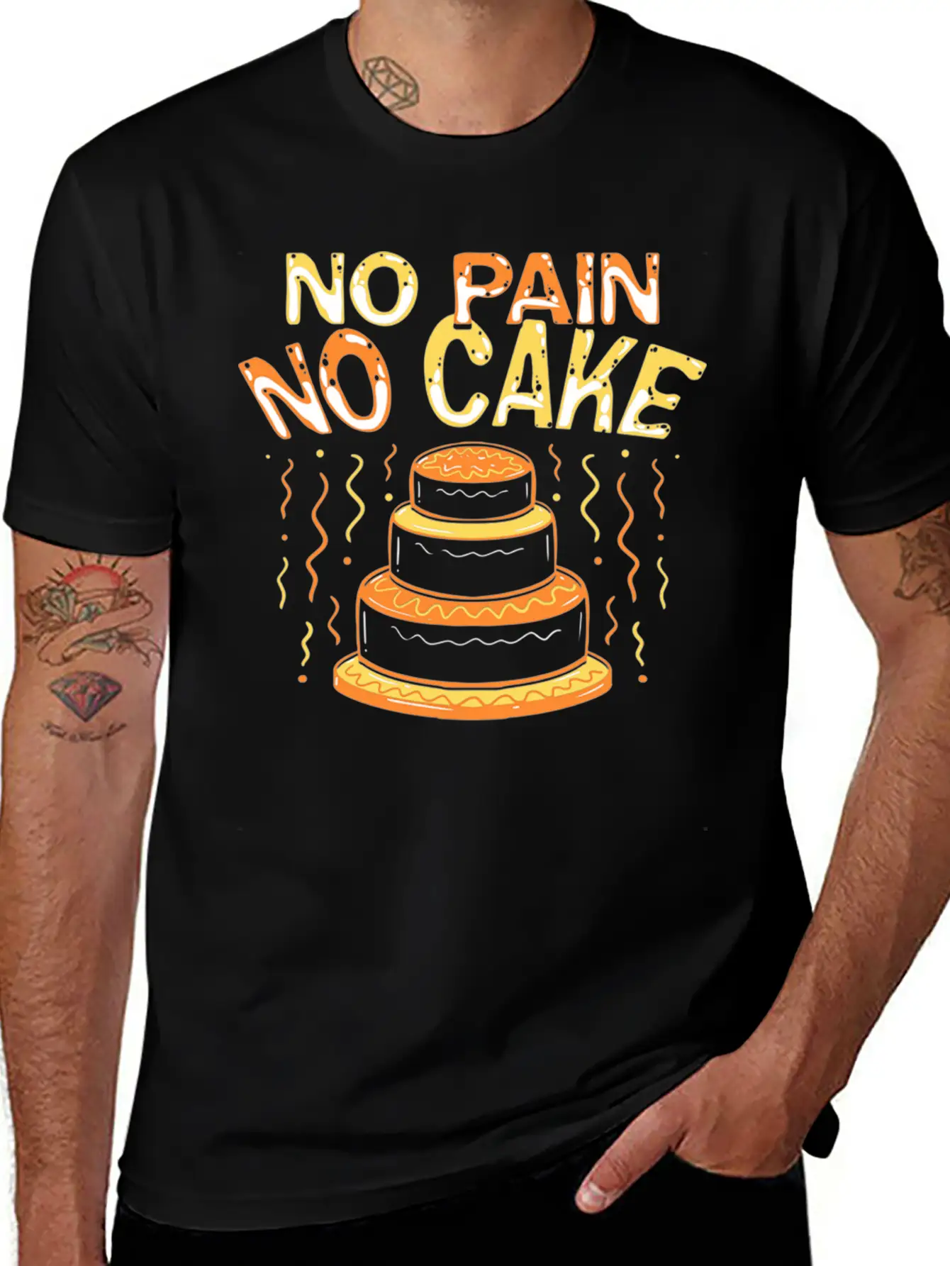 Workout No Pain No Cake Lightweight Cotton T-Shirt – Daily Comfort Graphic Shirt