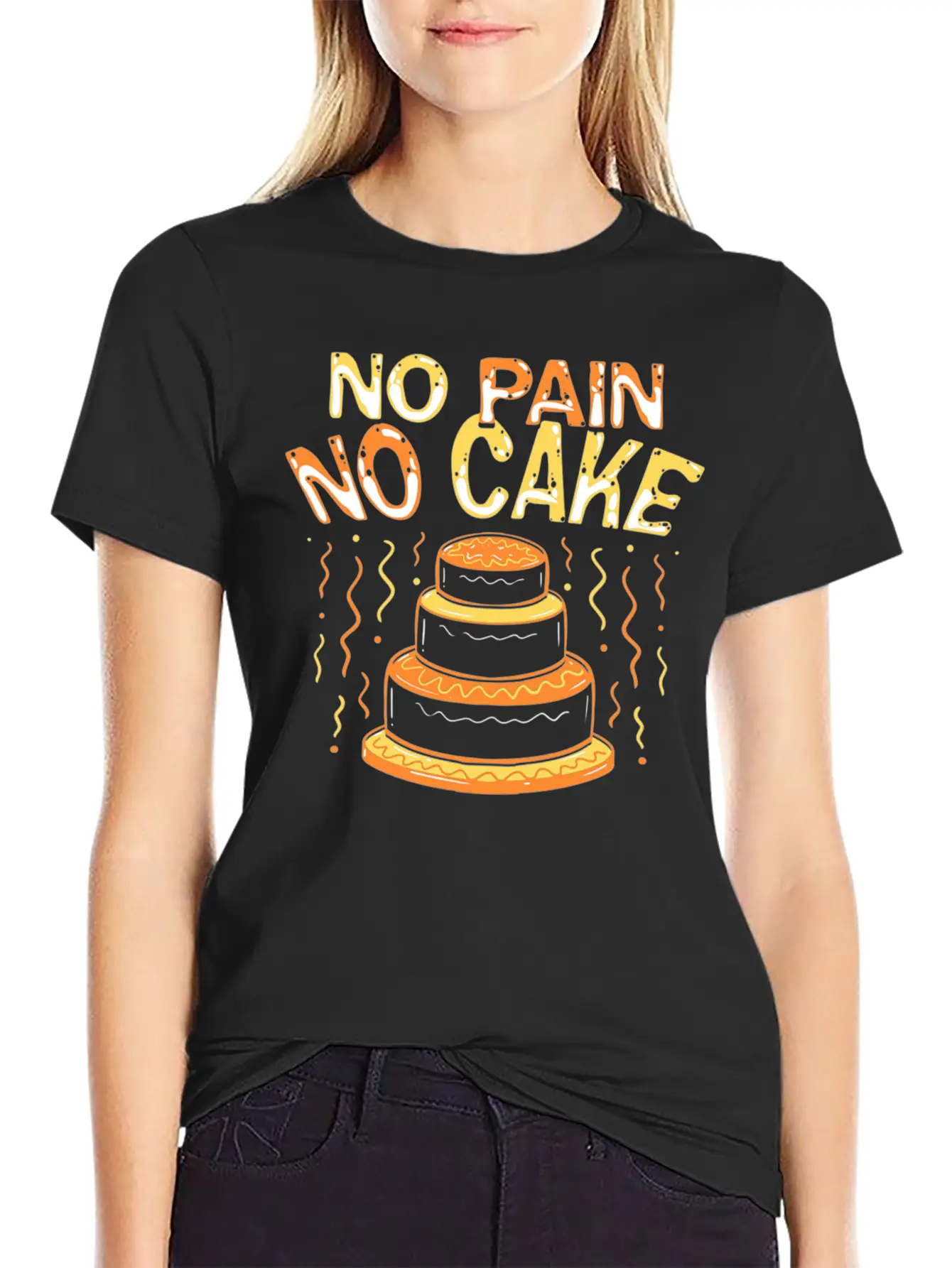 Workout No Pain No Cake Lightweight Cotton T-Shirt – Daily Comfort Graphic Shirt