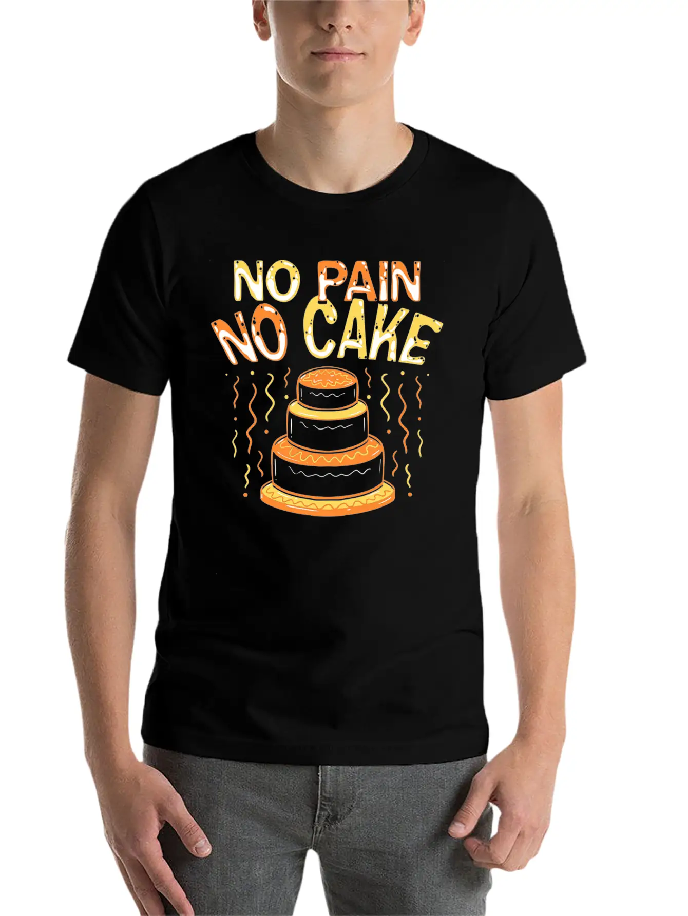 Workout No Pain No Cake Lightweight Cotton T-Shirt – Daily Comfort Graphic Shirt