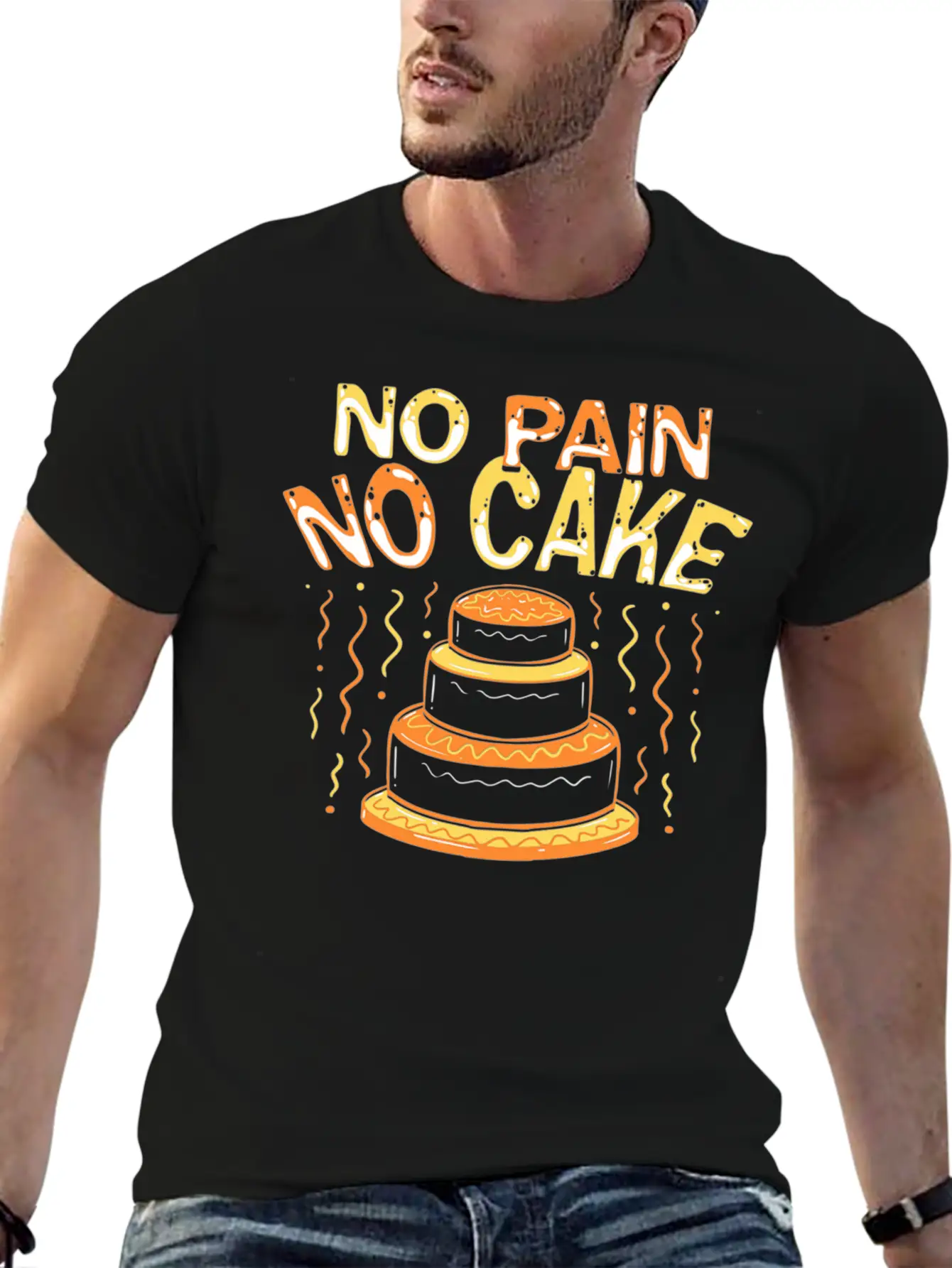 Workout No Pain No Cake Lightweight Cotton T-Shirt – Daily Comfort Graphic Shirt