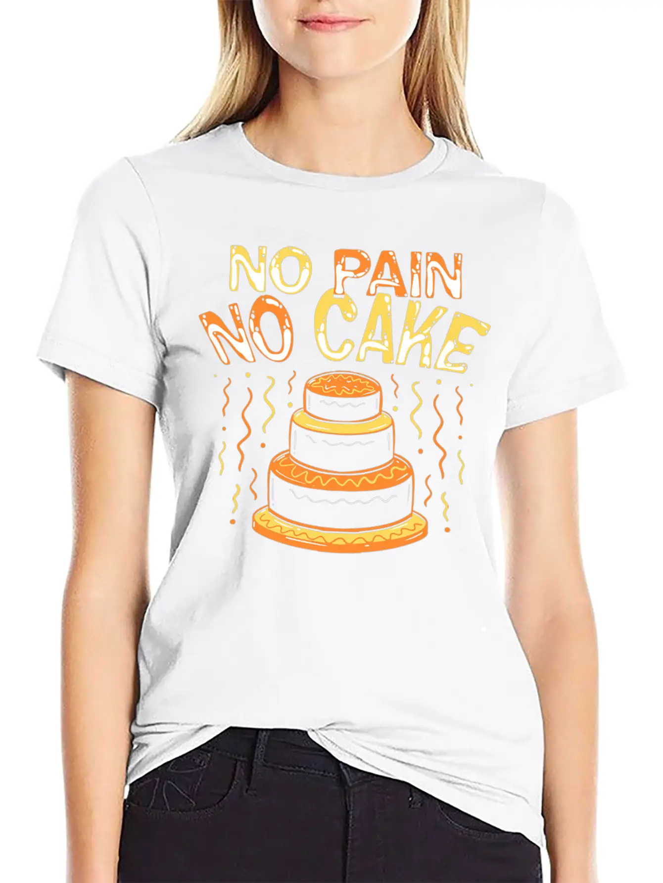 Workout No Pain No Cake Lightweight Cotton T-Shirt – Daily Comfort Graphic Shirt