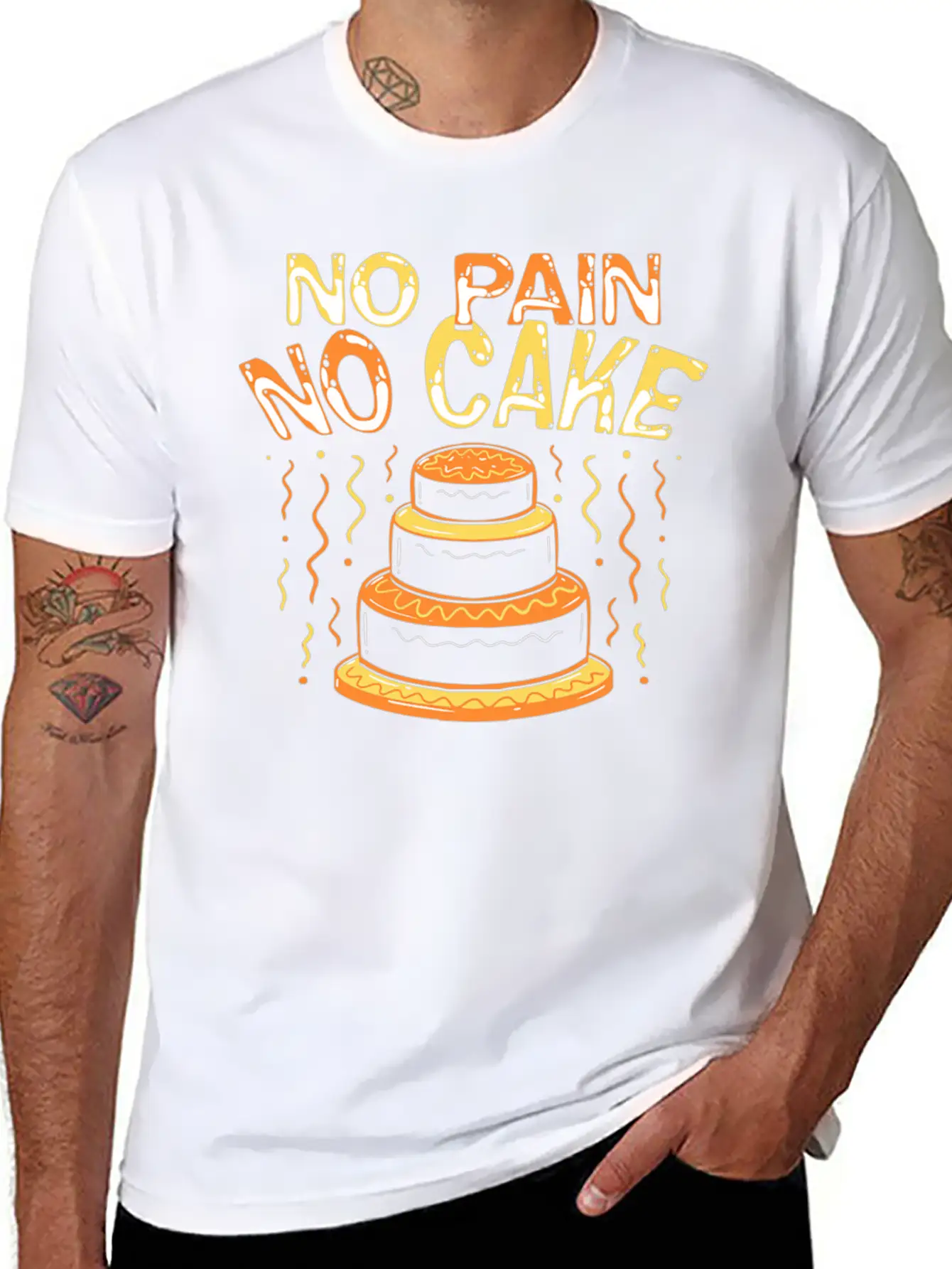 Workout No Pain No Cake Lightweight Cotton T-Shirt – Daily Comfort Graphic Shirt