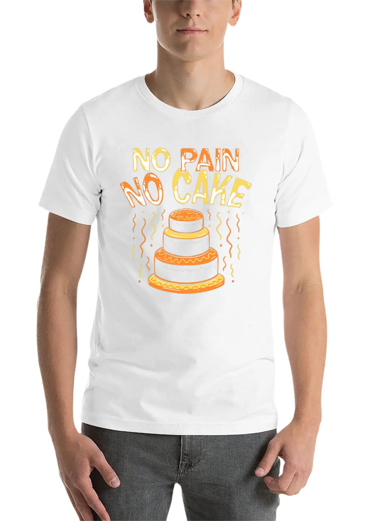 Workout No Pain No Cake Lightweight Cotton T-Shirt – Daily Comfort Graphic Shirt